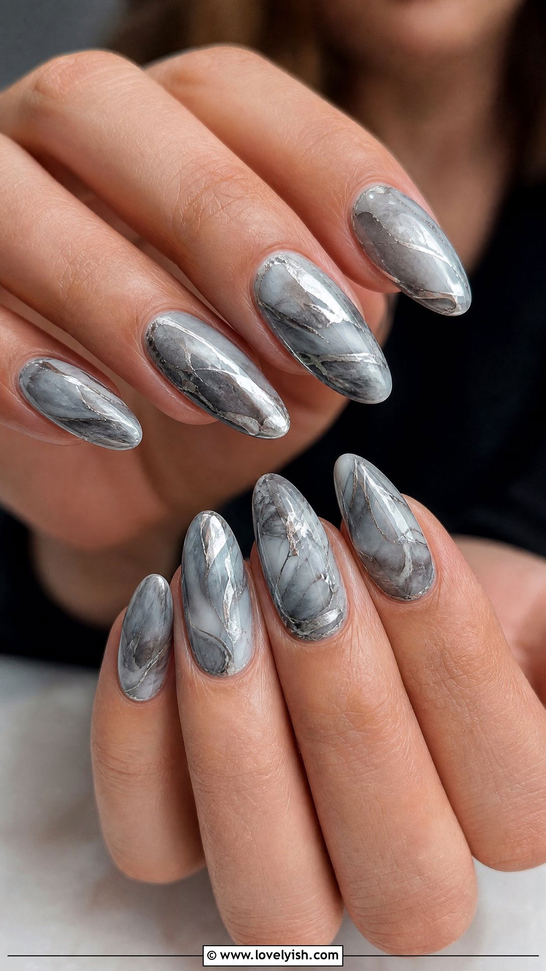 Silver Chrome Marble Nails - 50 silver chrome nails - 50 silver chrome nails