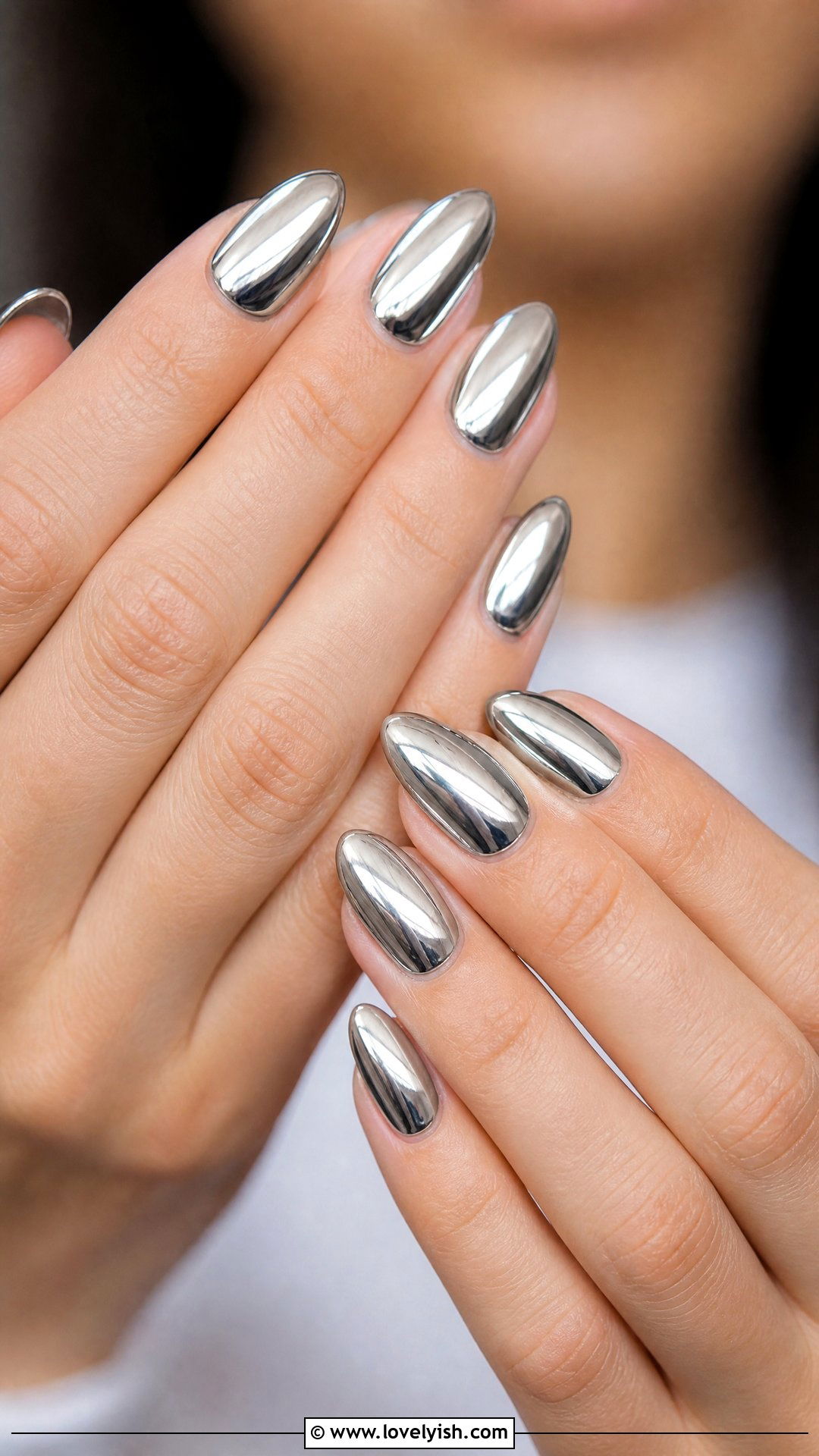 Silver Chrome Mirror Nails - 50 sparkly silver nails - 50 sparkly silver nails