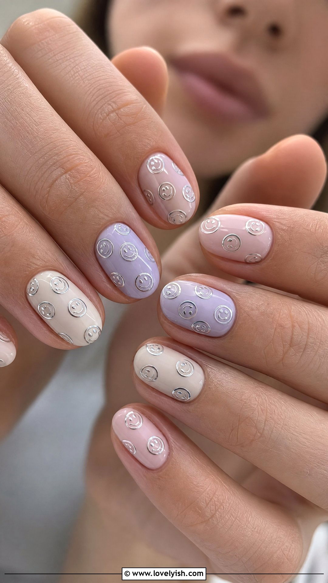 Silver Chrome Smiley Face Nails - 50 silver chrome nails - 50 silver chrome nails