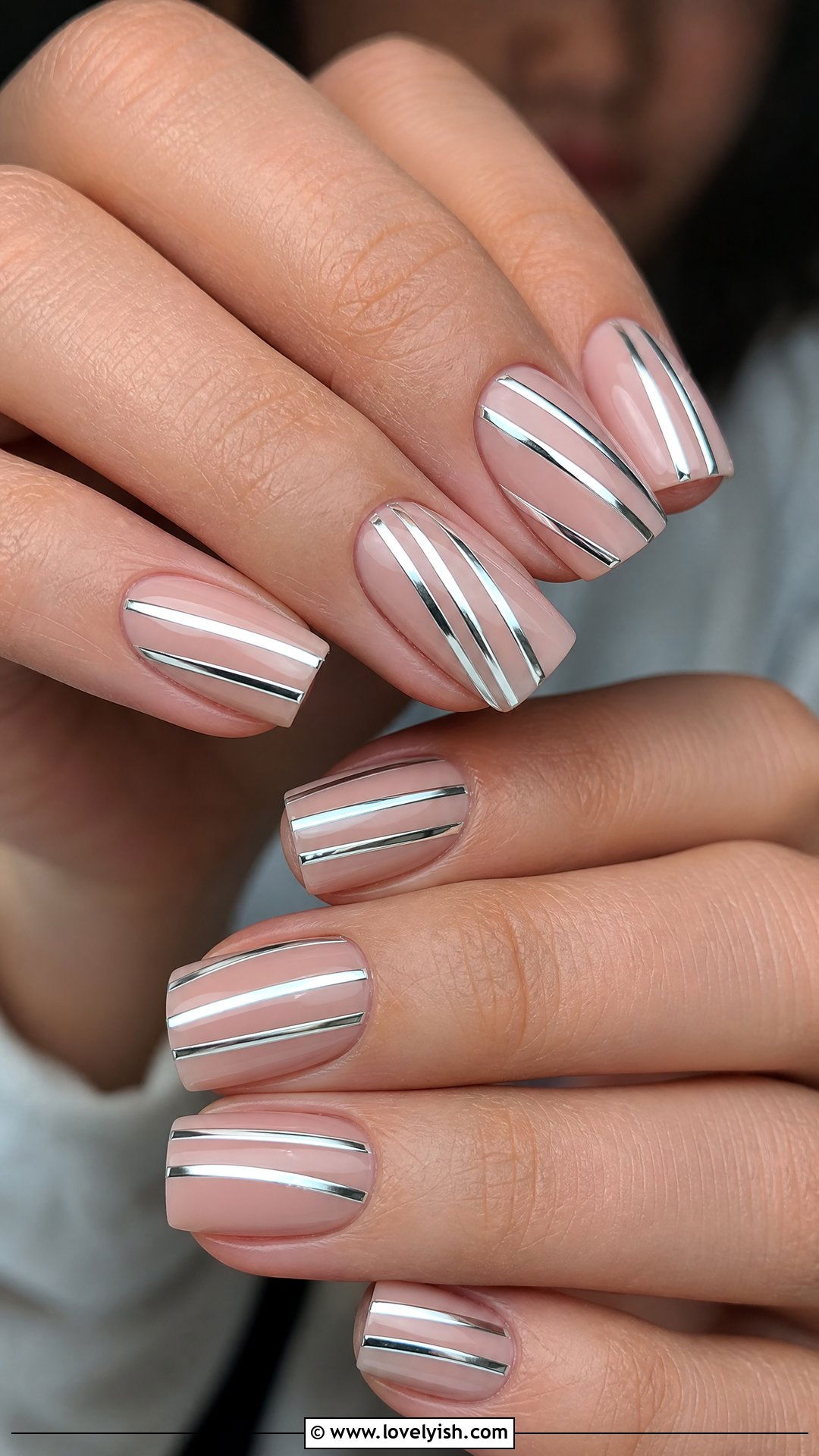 Silver Chrome Striped Nails - 50 silver chrome nails - 50 silver chrome nails