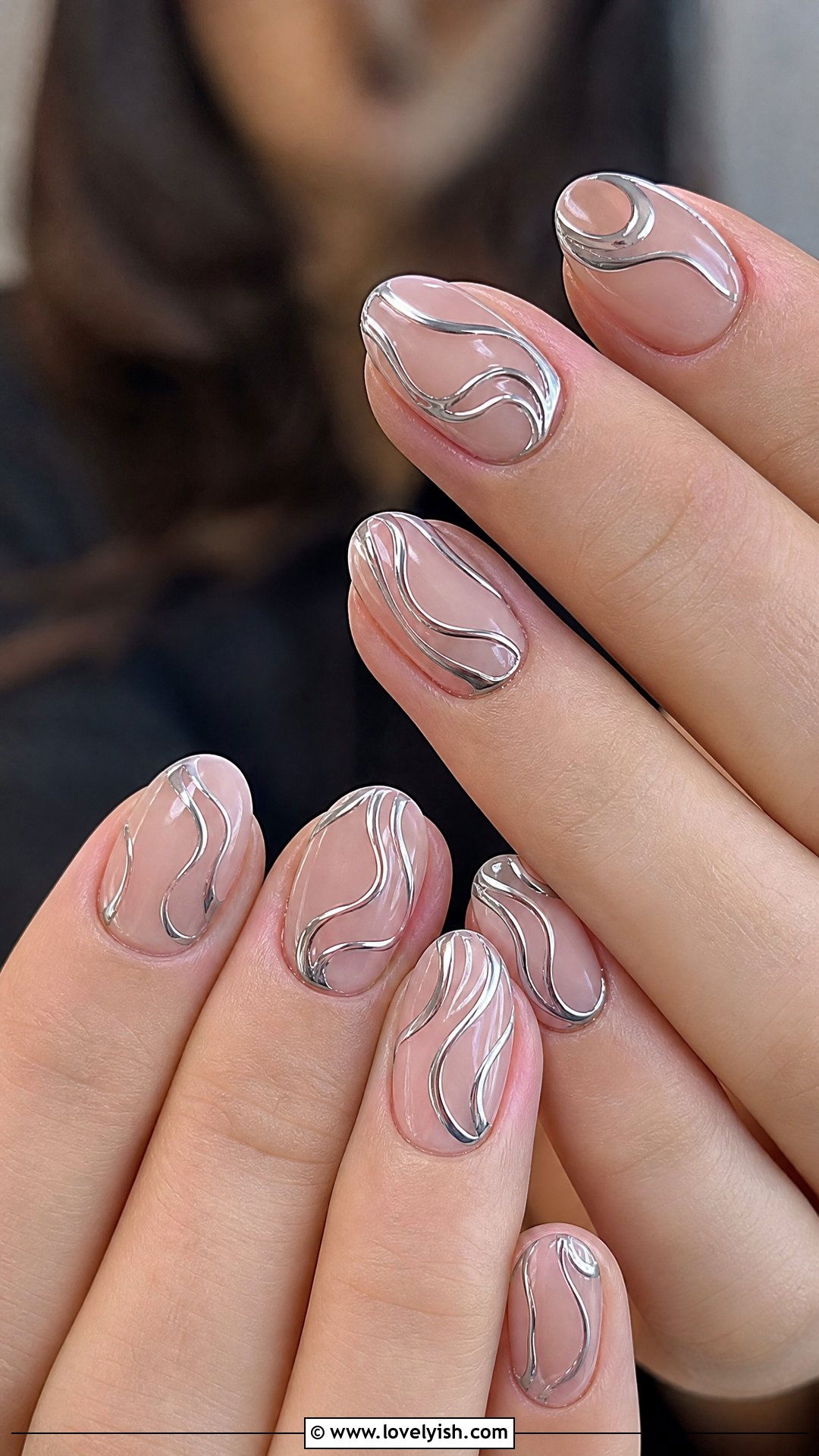 Silver Chrome Swirl Nails - 50 silver chrome nails - 50 silver chrome nails