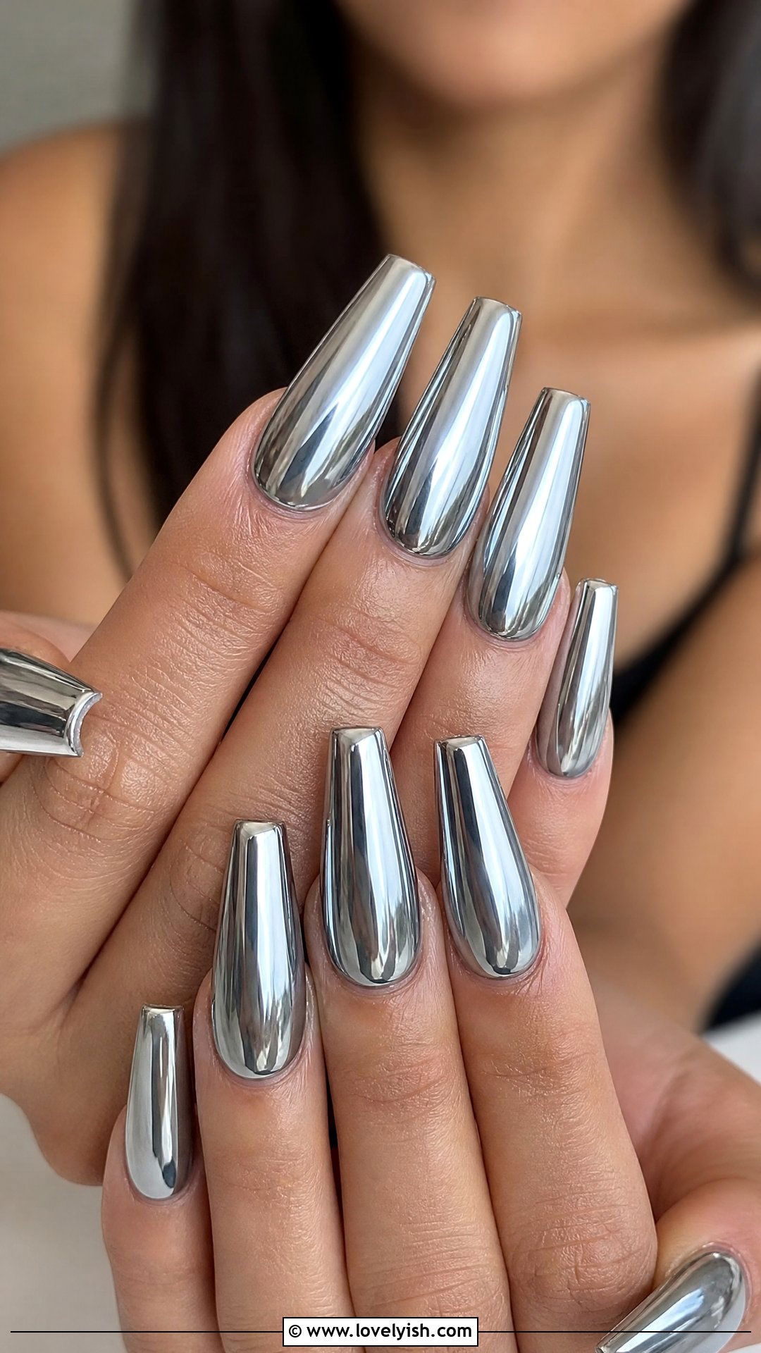 Silver Coffin Chrome Nails - 50 silver nails - 50 silver nails