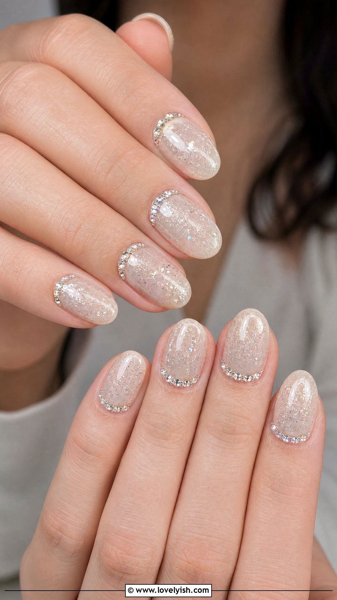 Silver Crystal Cuticle Nails - 50 silver nails - 50 silver nails
