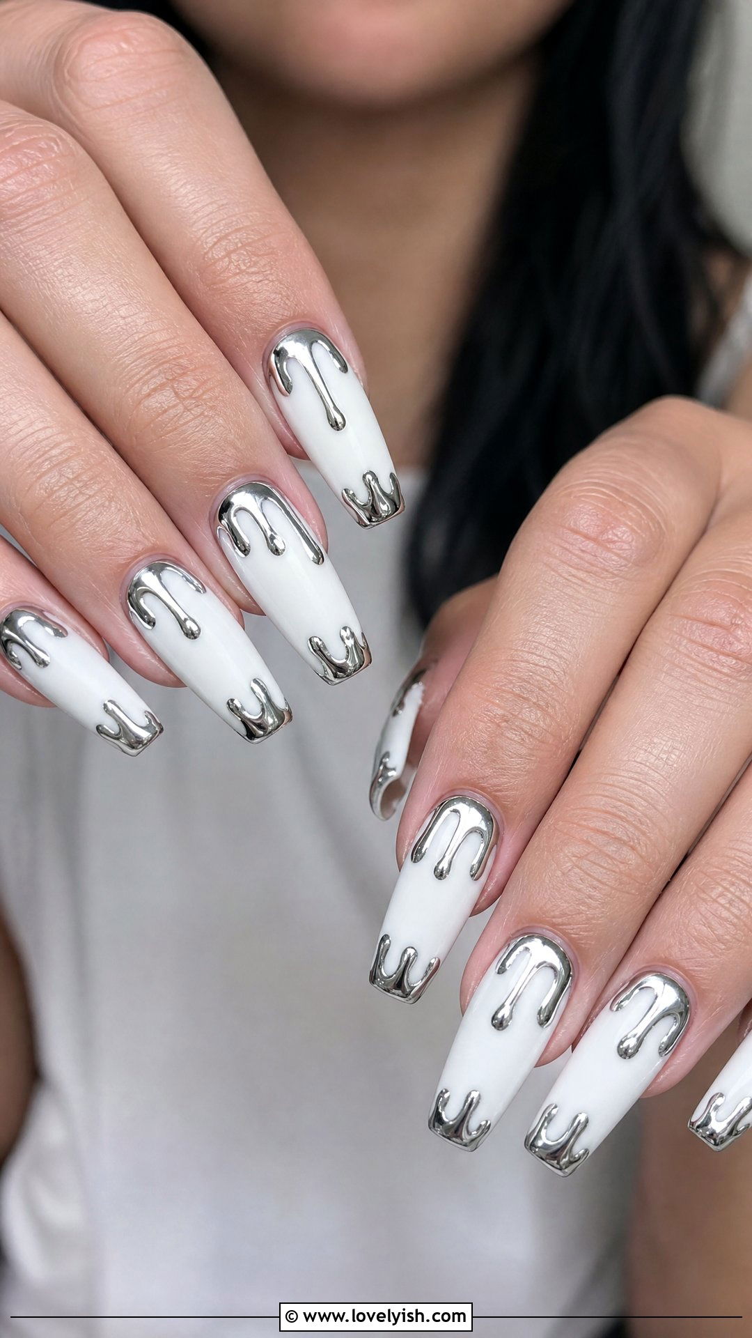 Silver Drip Nails - 50 silver nails - 50 silver nails