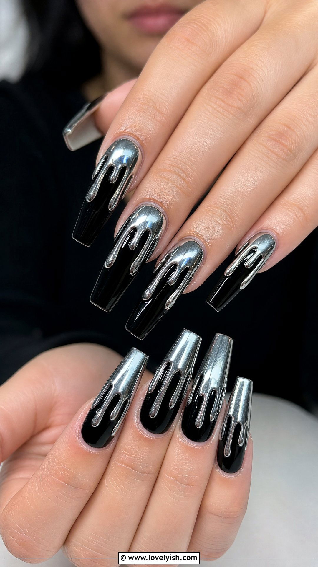 Silver Drip Nails - 25 silver nail designs - 25 silver nail designs