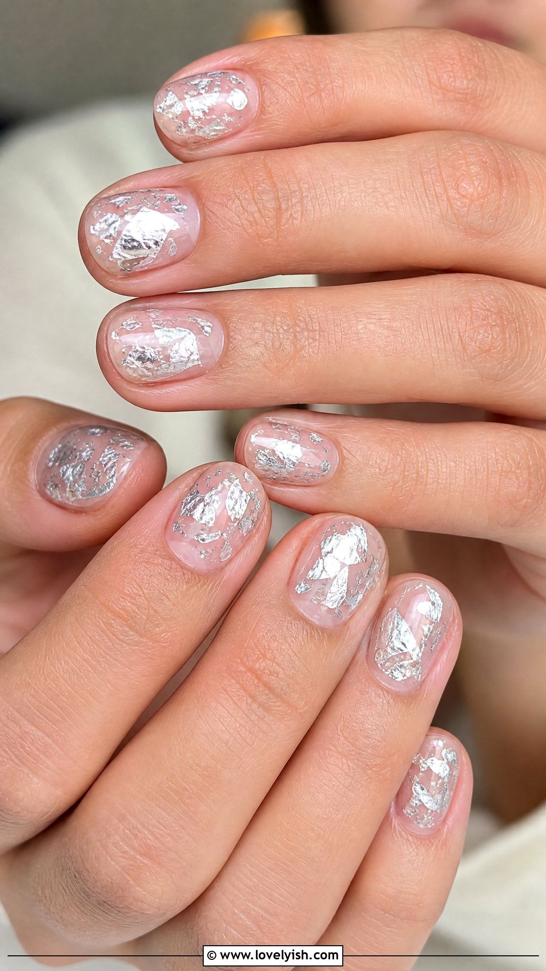 Silver Foil Flake Nails - 50 silver nails - 50 silver nails