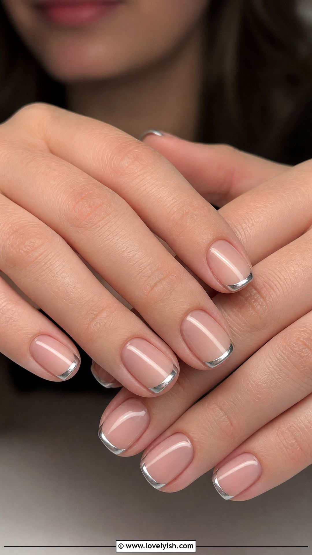 Silver French Tip Nails - 50 silver nails - 50 silver nails