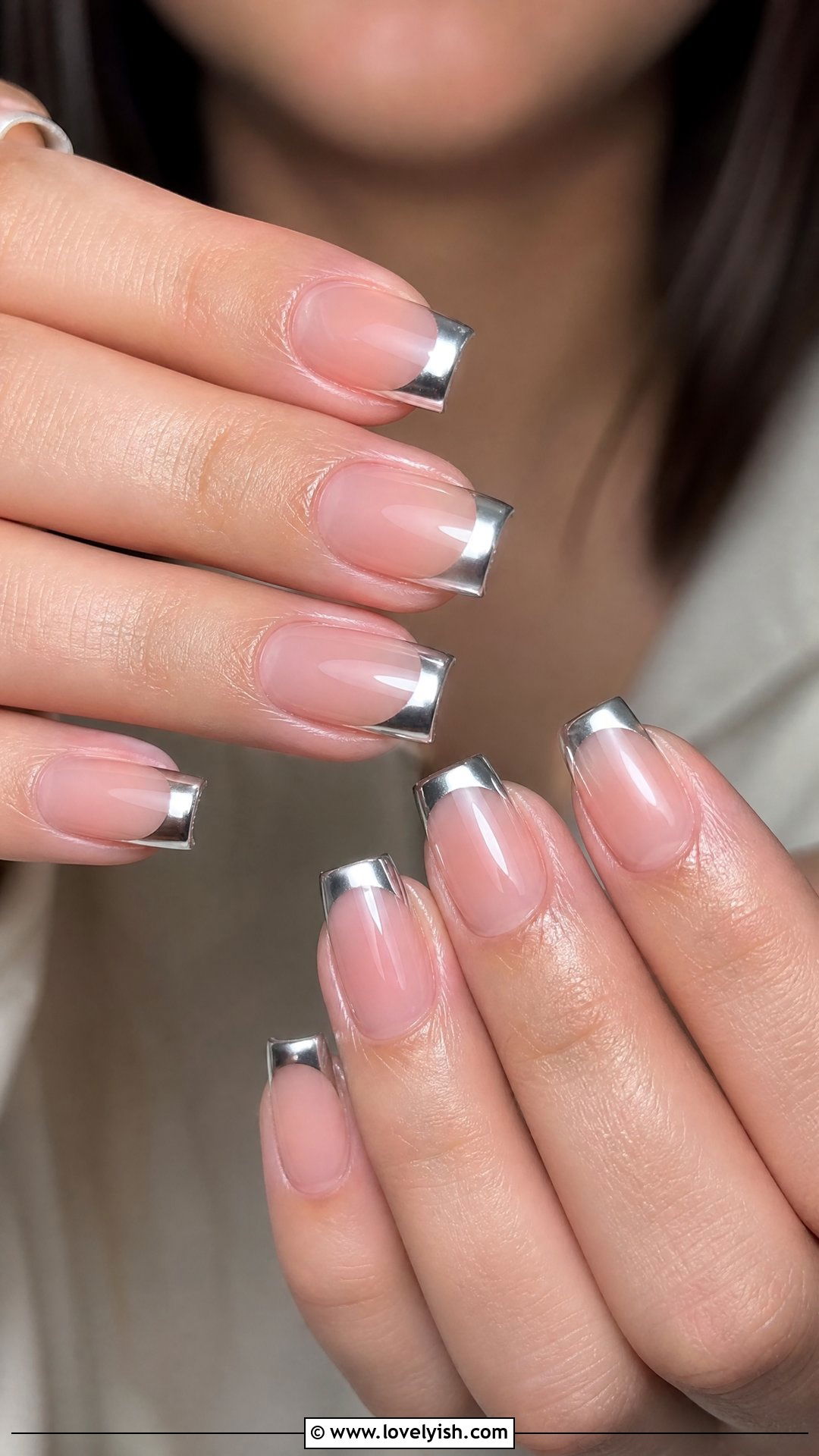 Silver French Tip Nails - 25 silver nail designs - 25 silver nail designs