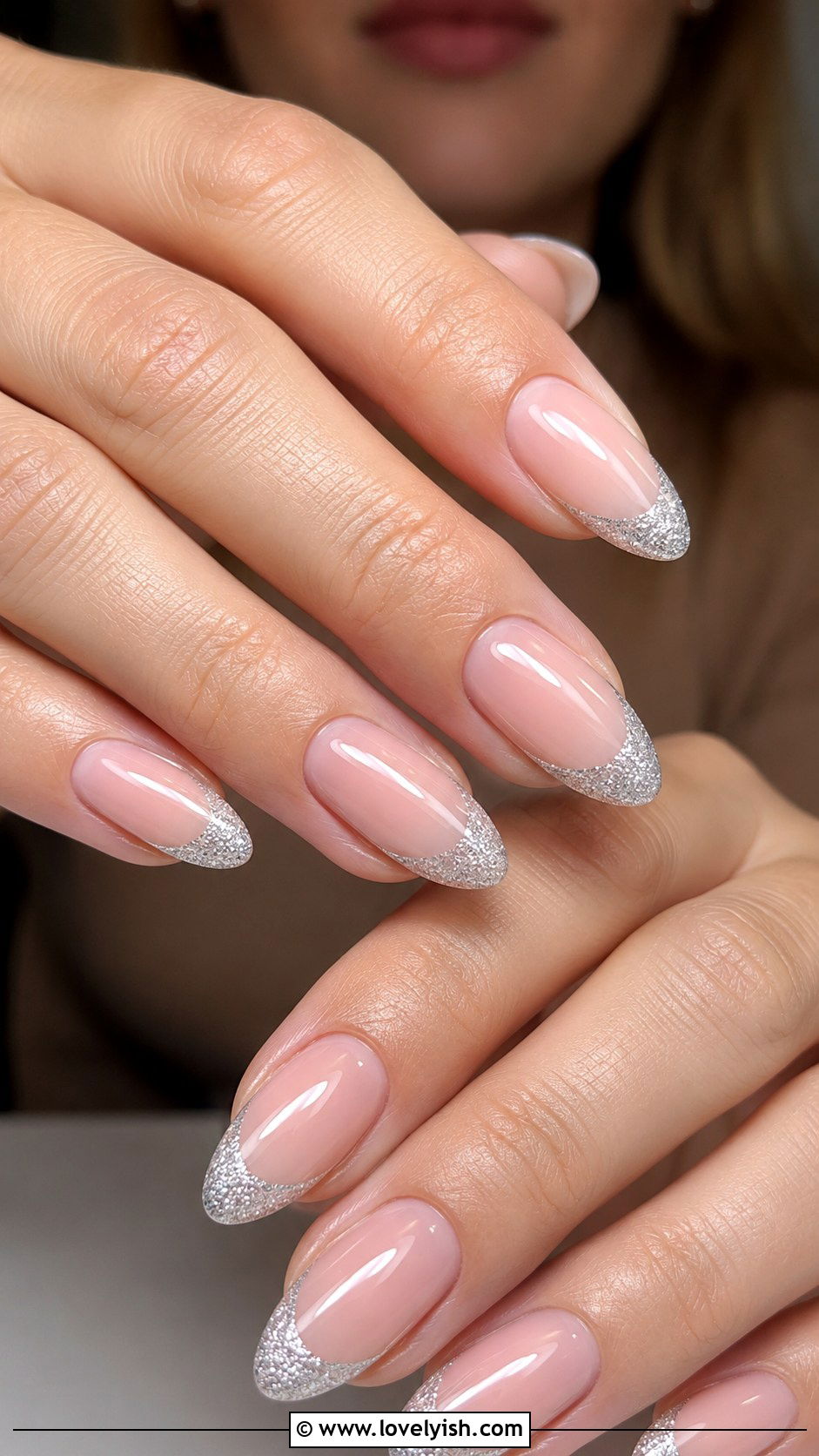 Silver Glitter French Tip Nails - 25 glitter nail designs - 25 glitter nail designs