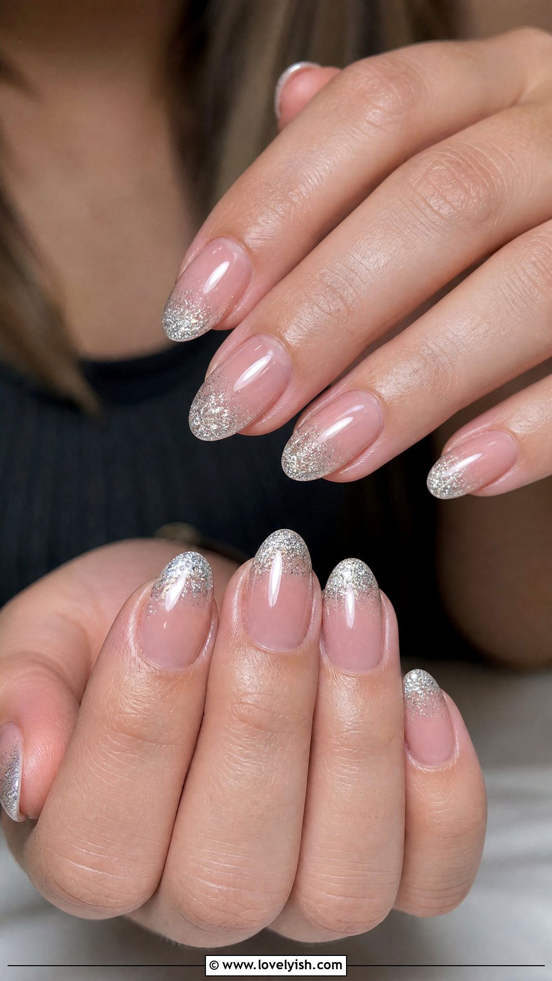Silver Glitter French Tip - 50 french manicure - 50 french manicure