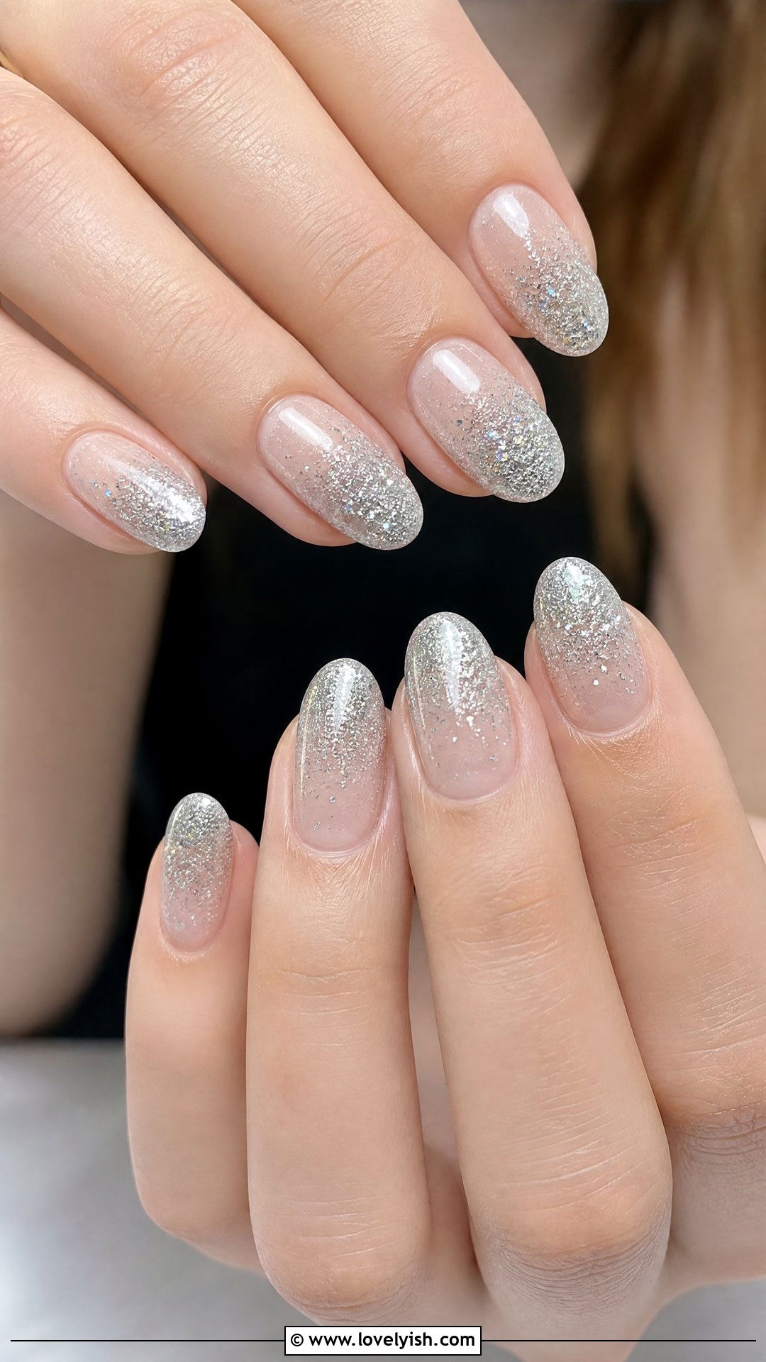 Silver Glitter Gradient Tip Nails - 35 nail art for beginners - 35 nail art for beginners
