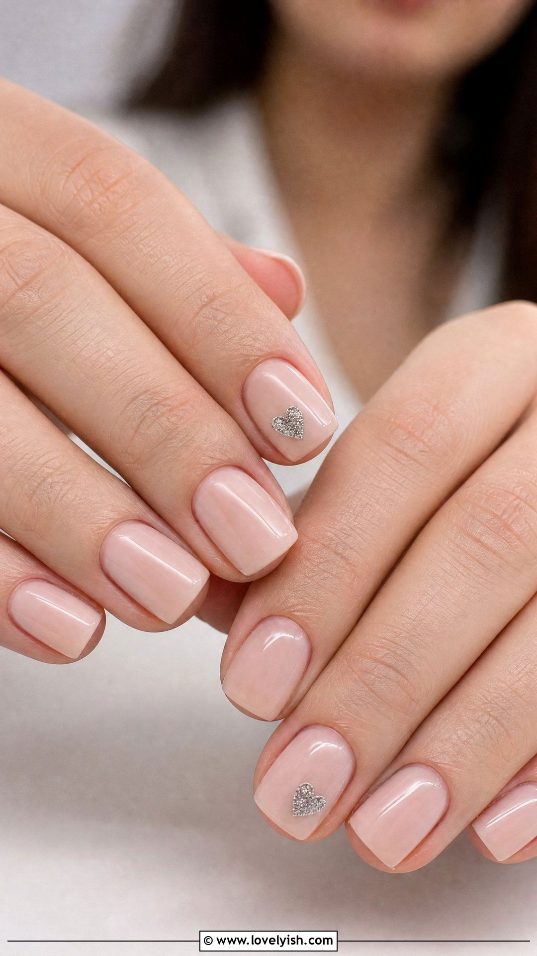 Silver Glitter Heart Accent Nails - 50 sparkly silver nails - 50 sparkly silver nails
