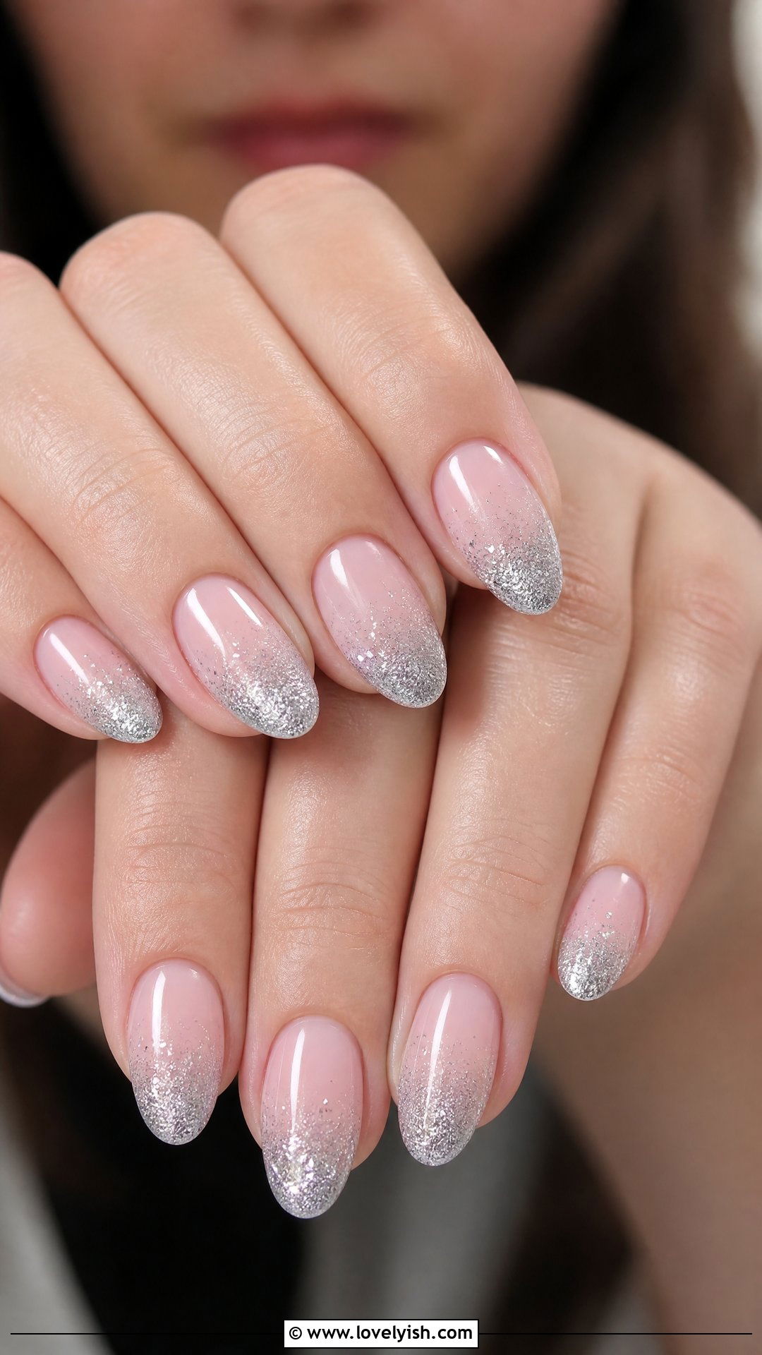 Silver Glitter Ombre French Nails - 50 silver nails - 50 silver nails