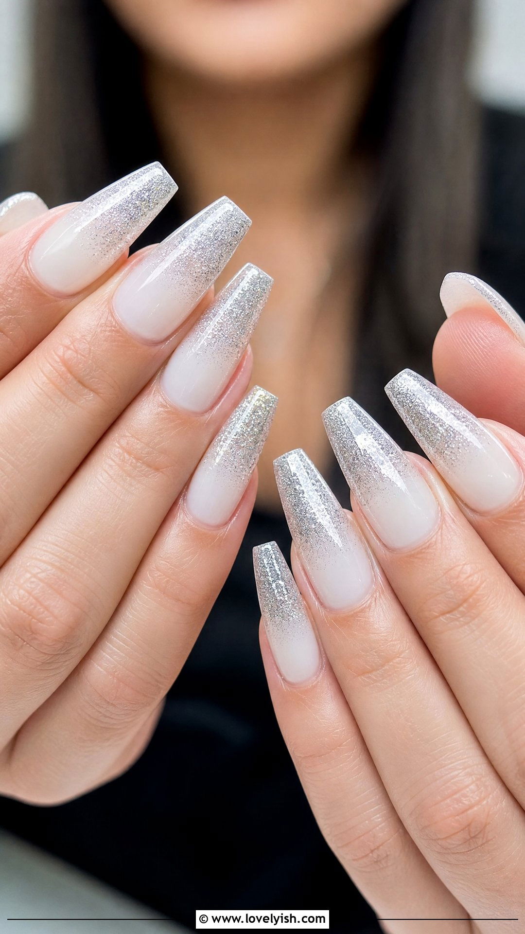 Silver Glitter Ombre Nails - 50 silver nails - 50 silver nails