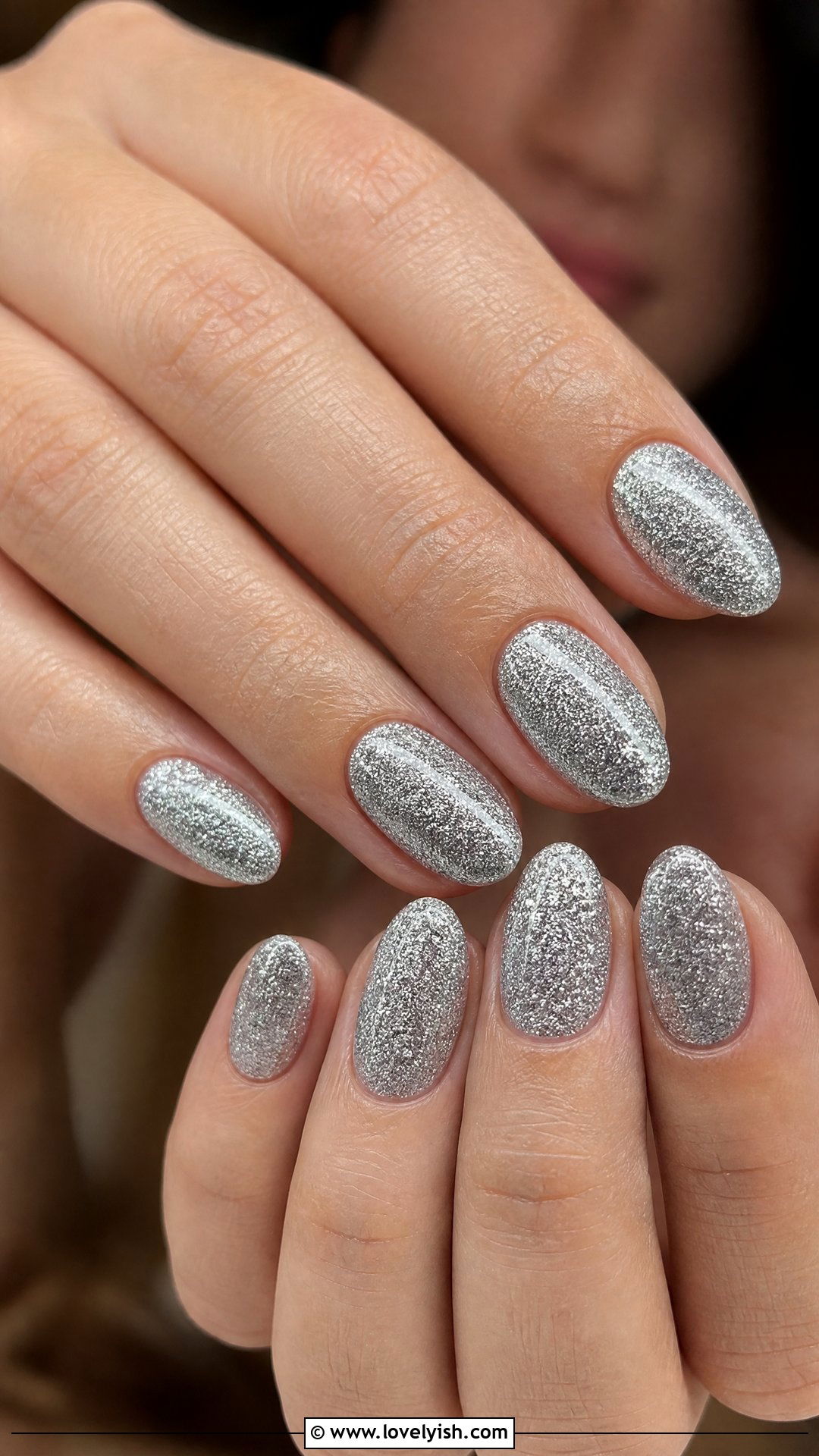 Silver Glitter Short Acrylic Nails - 50 short acrylic nails - 50 short acrylic nails