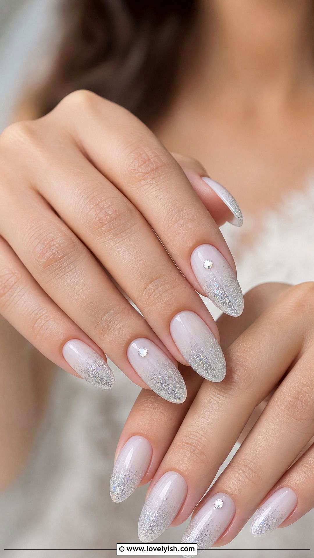 Silver Glitter Wedding Nails - 50 sparkly silver nails - 50 sparkly silver nails