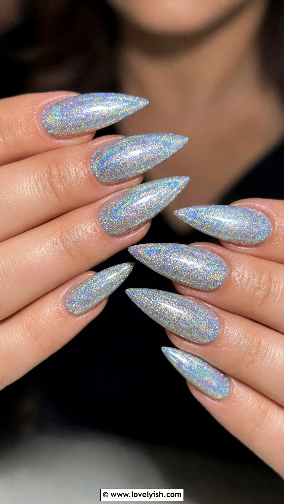 Silver Holographic Mermaid Nails - 50 mermaid nails - 50 mermaid nails