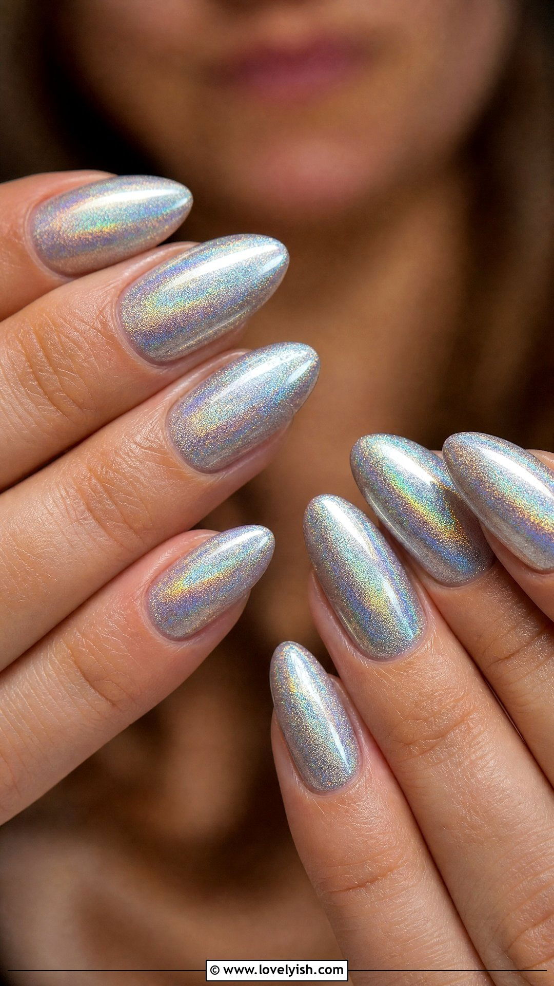Silver Holographic Nails - 50 silver nails - 50 silver nails