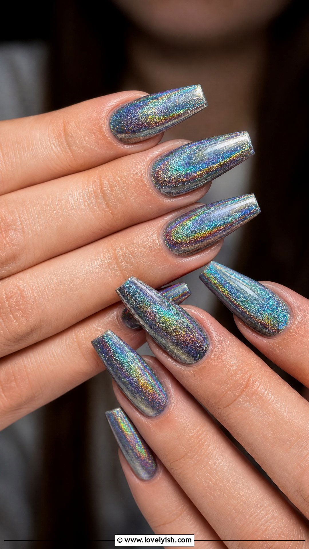 Silver Holographic Nails - 50 sparkly silver nails - 50 sparkly silver nails