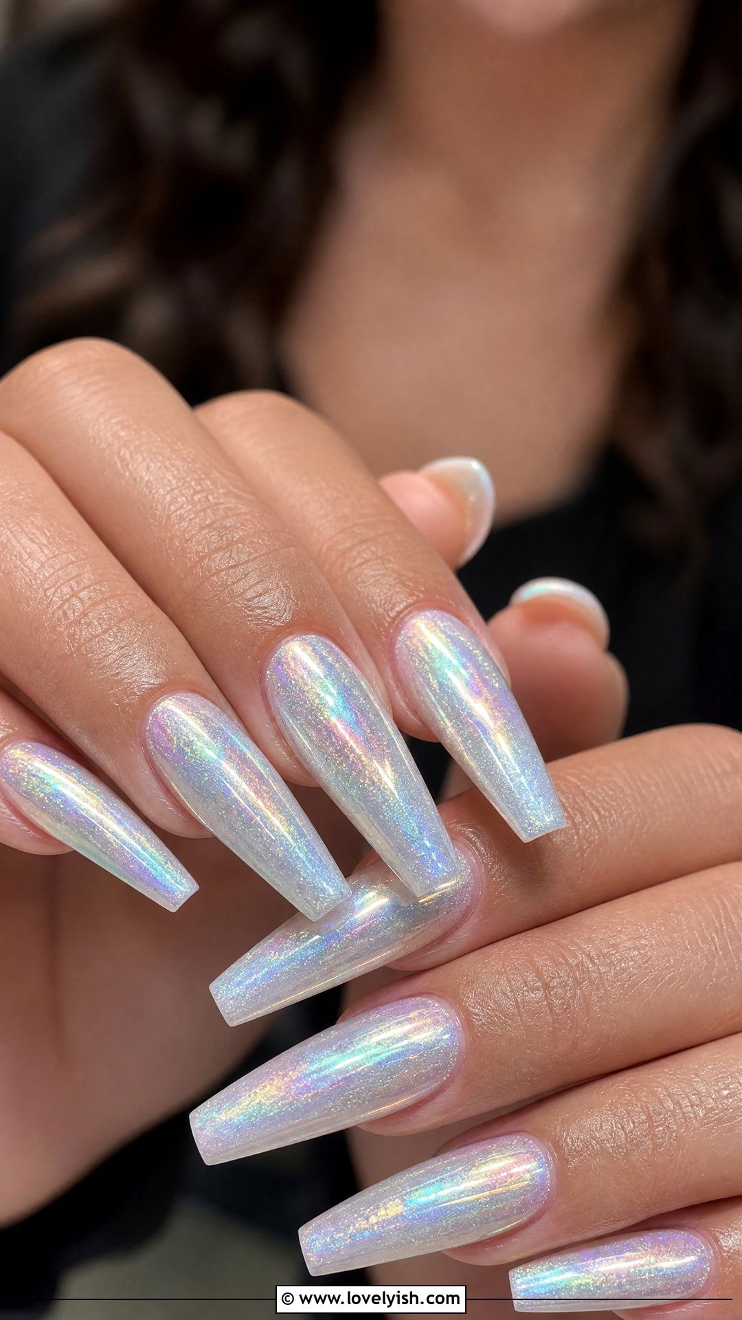 Silver Iridescent Sparkle Nails - 50 sparkly silver nails - 50 sparkly silver nails