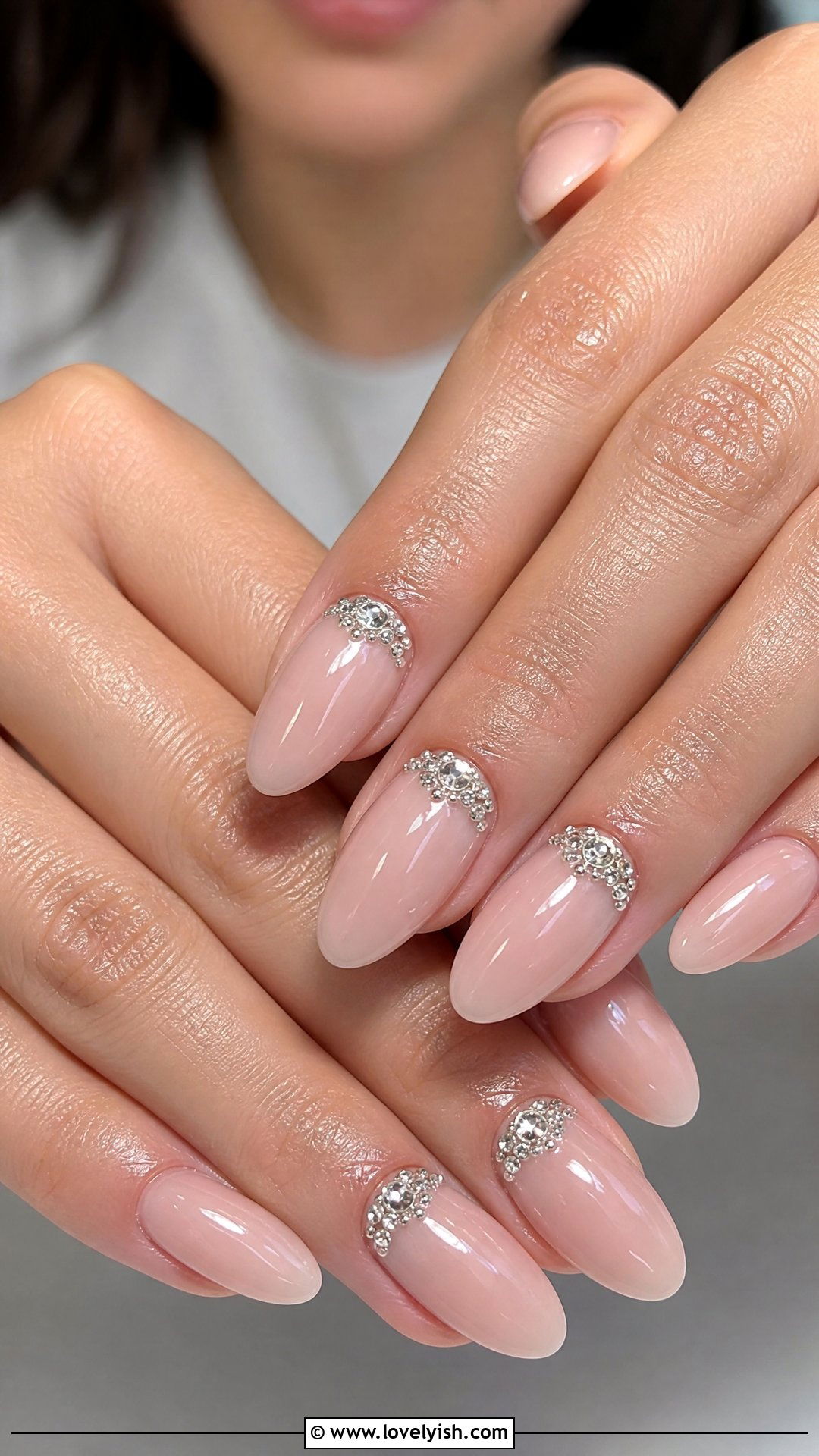 Silver Rhinestone Cluster Nails - 50 silver nails - 50 silver nails