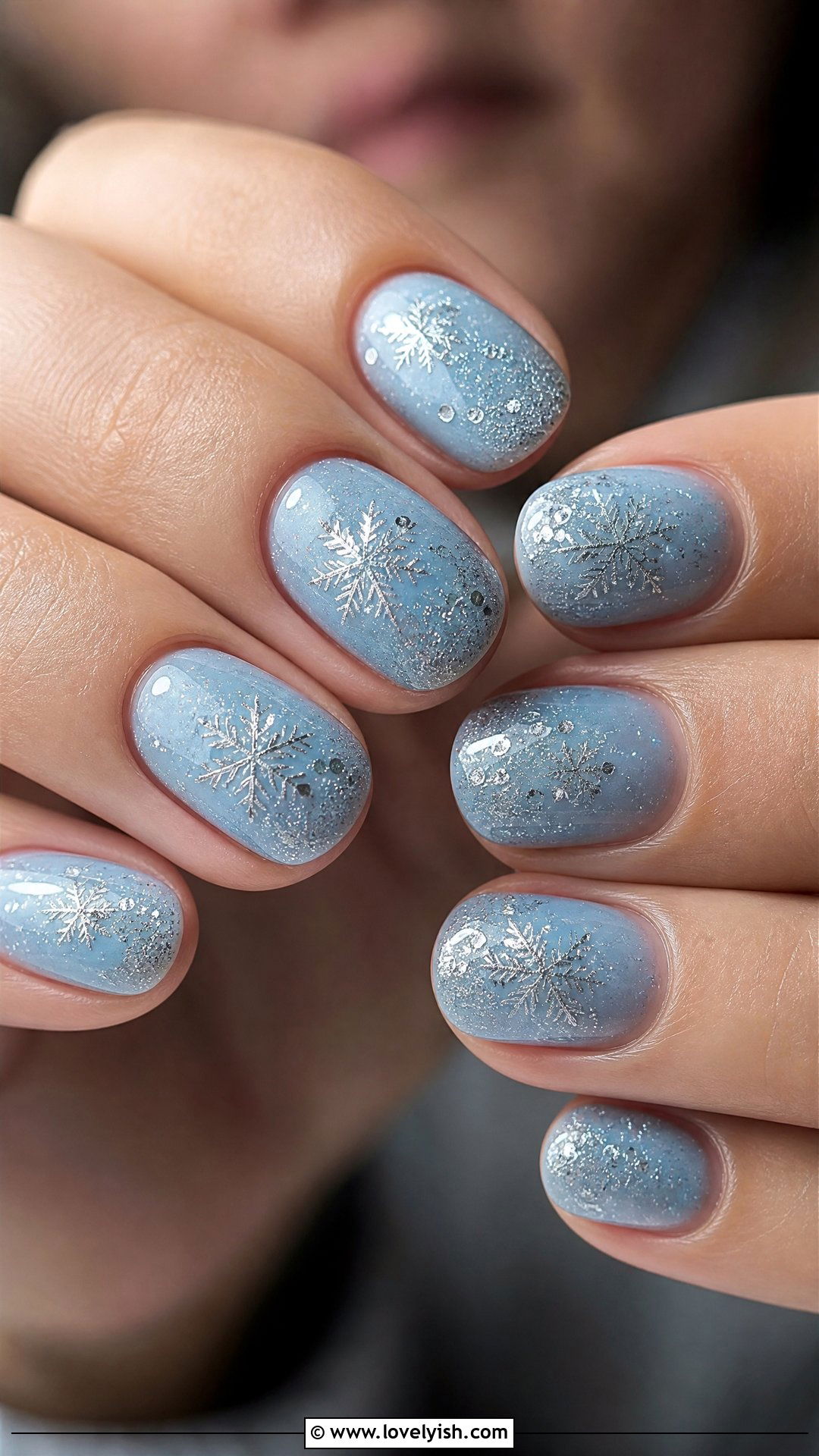Silver Snowflake Glitter Nails - 50 sparkly silver nails - 50 sparkly silver nails