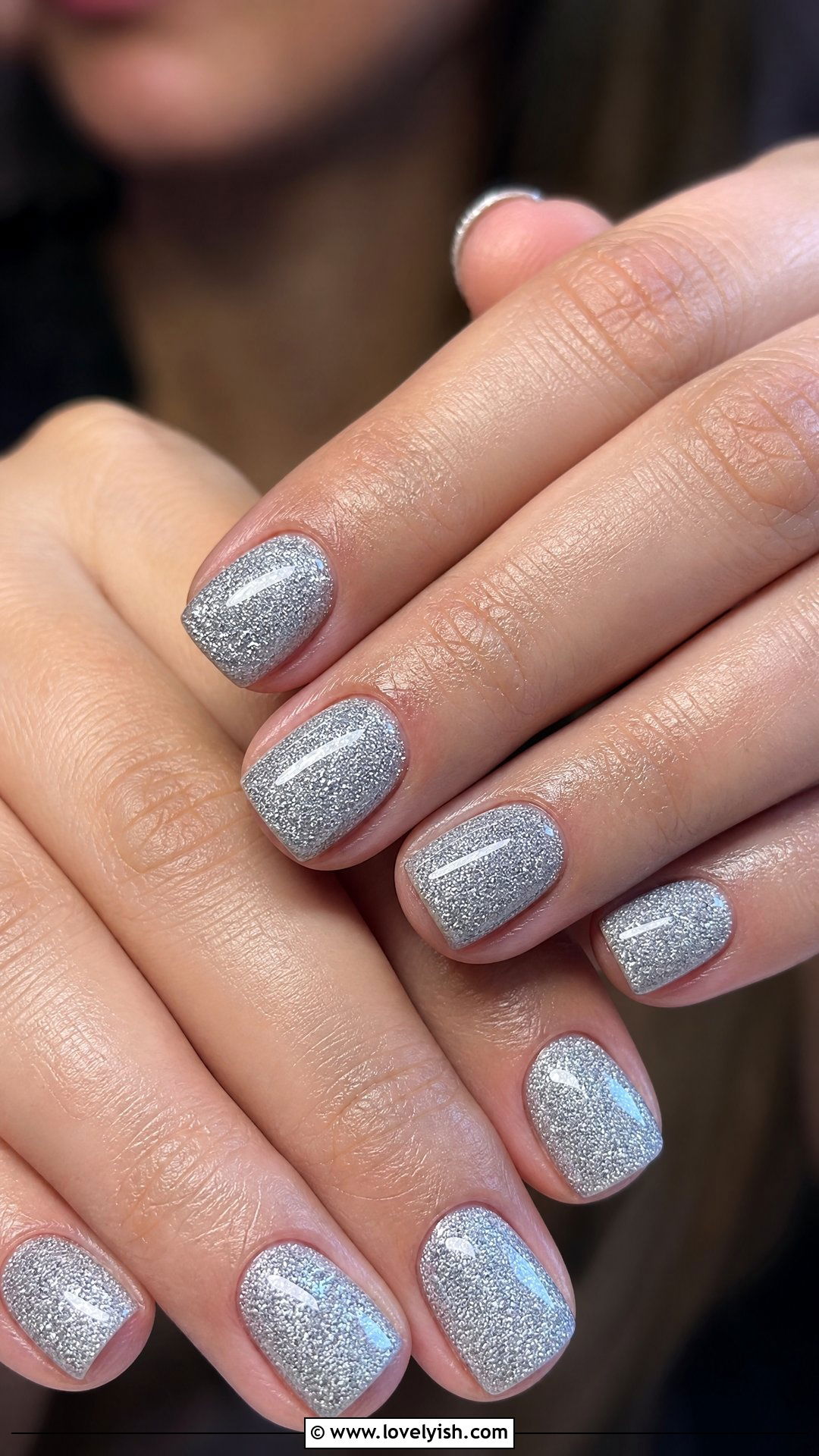 Silver Sparkle Short Square Nails - 50 sparkly silver nails - 50 sparkly silver nails