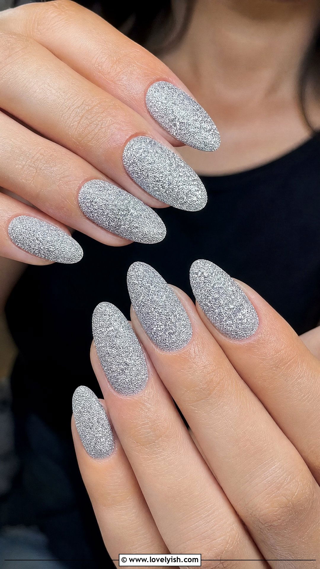 Silver Sugar Glitter Nails - 50 sparkly silver nails - 50 sparkly silver nails