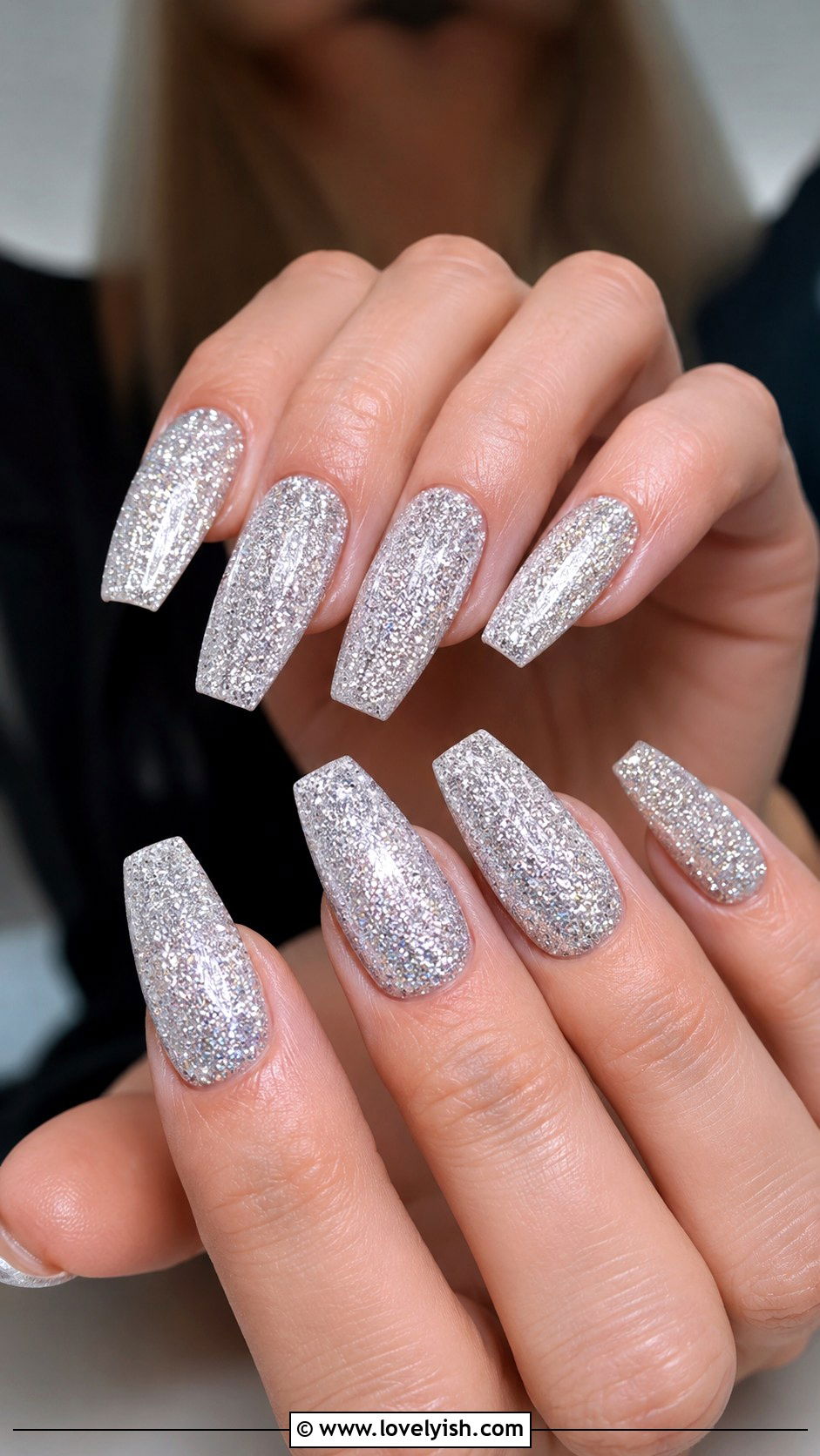 Silver Tinsel Glitter Prom Nails - 50 prom nails - 50 prom nails