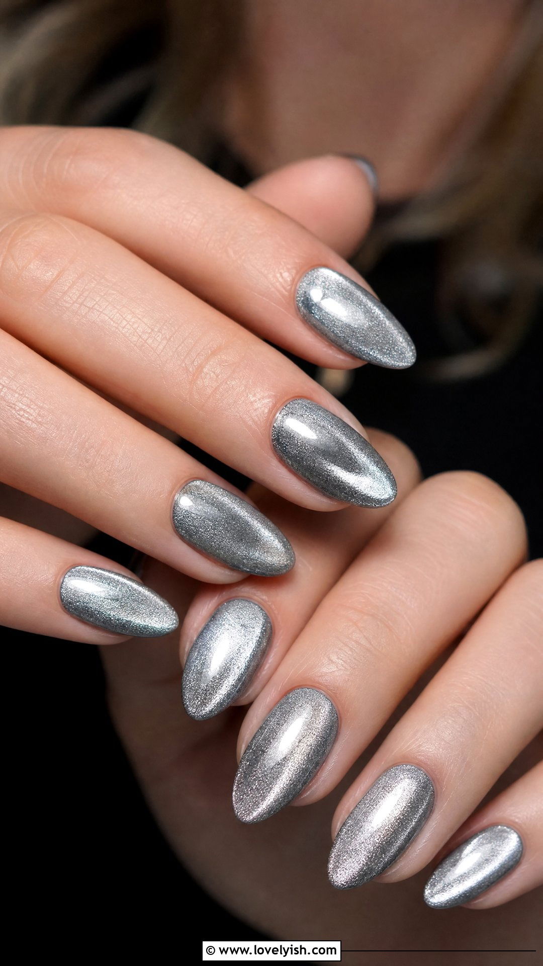 Silver Velvet Magnetic Nails - 50 sparkly silver nails - 50 sparkly silver nails