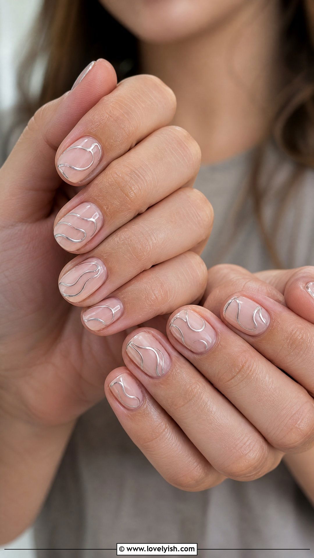 Silver Wave Outline Nails - 50 silver nails - 50 silver nails