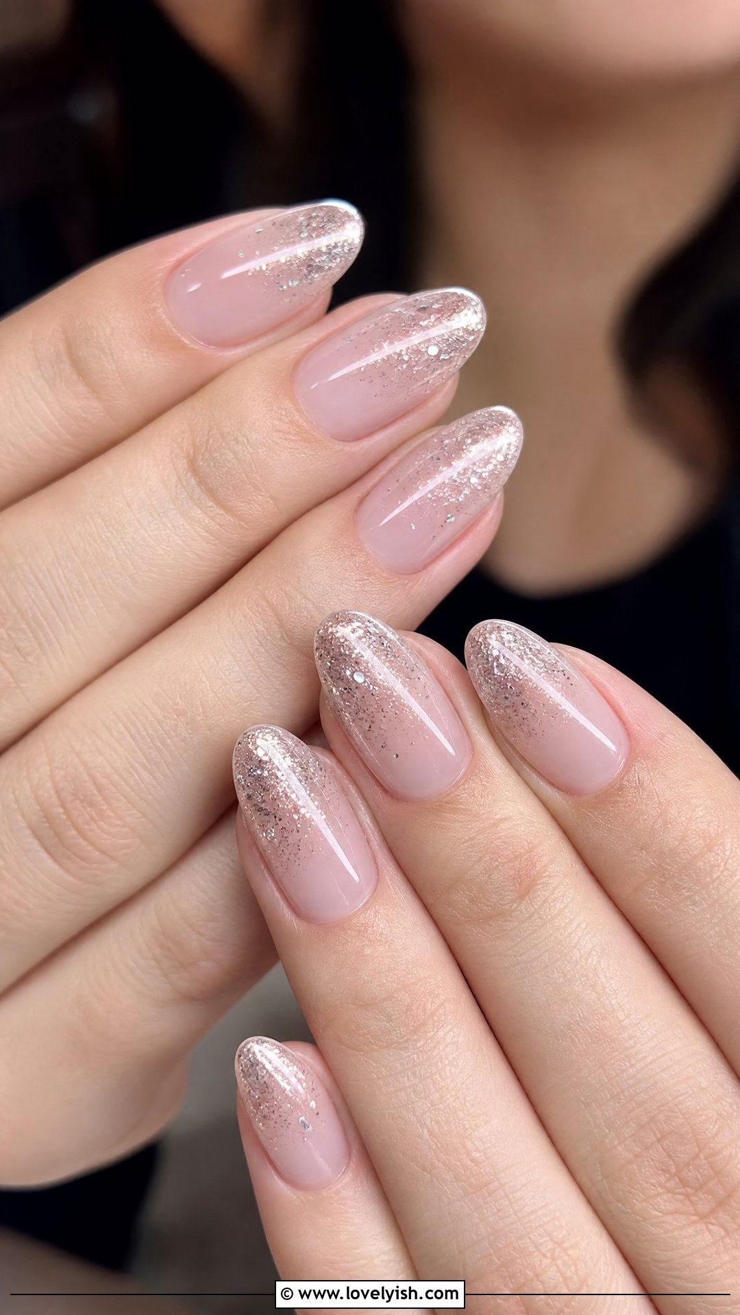 Silver and Blush Pink Sparkle Nails - 50 sparkly silver nails - 50 sparkly silver nails