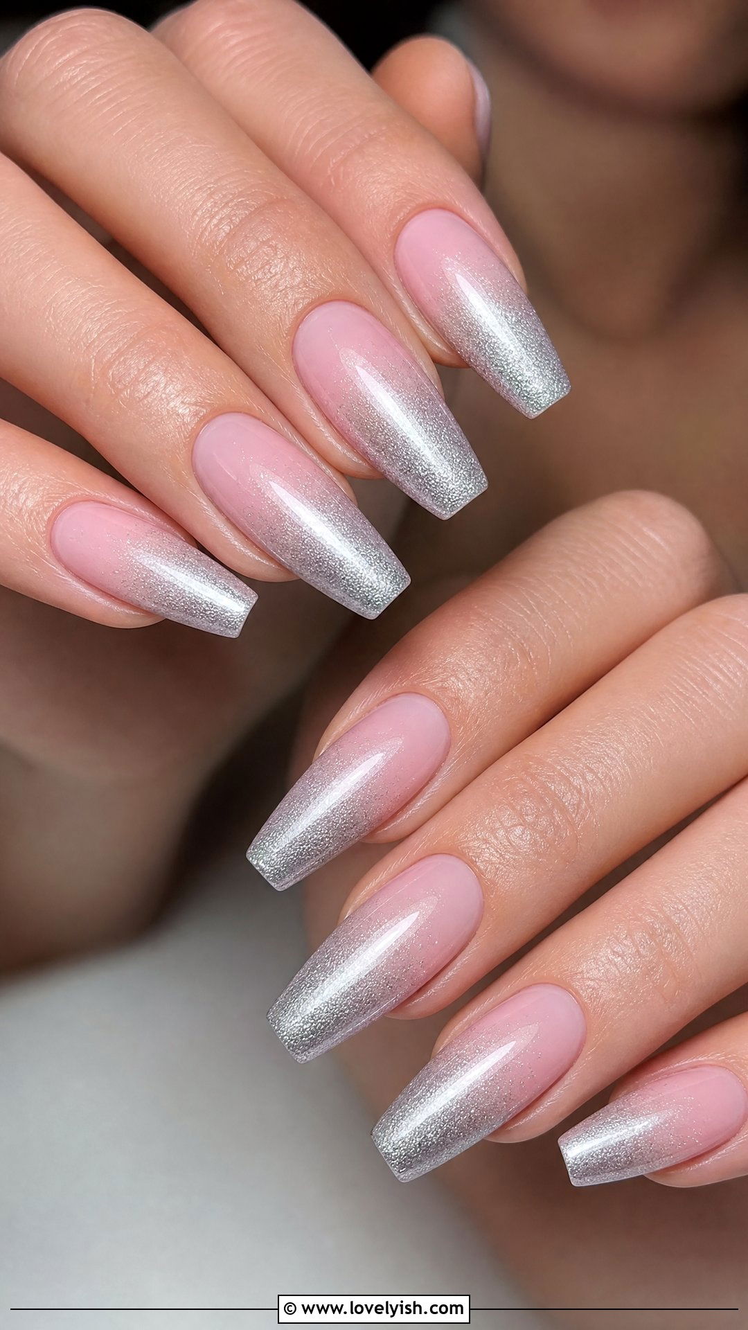 Silver and Pink Ombre Nails - 50 silver nails - 50 silver nails