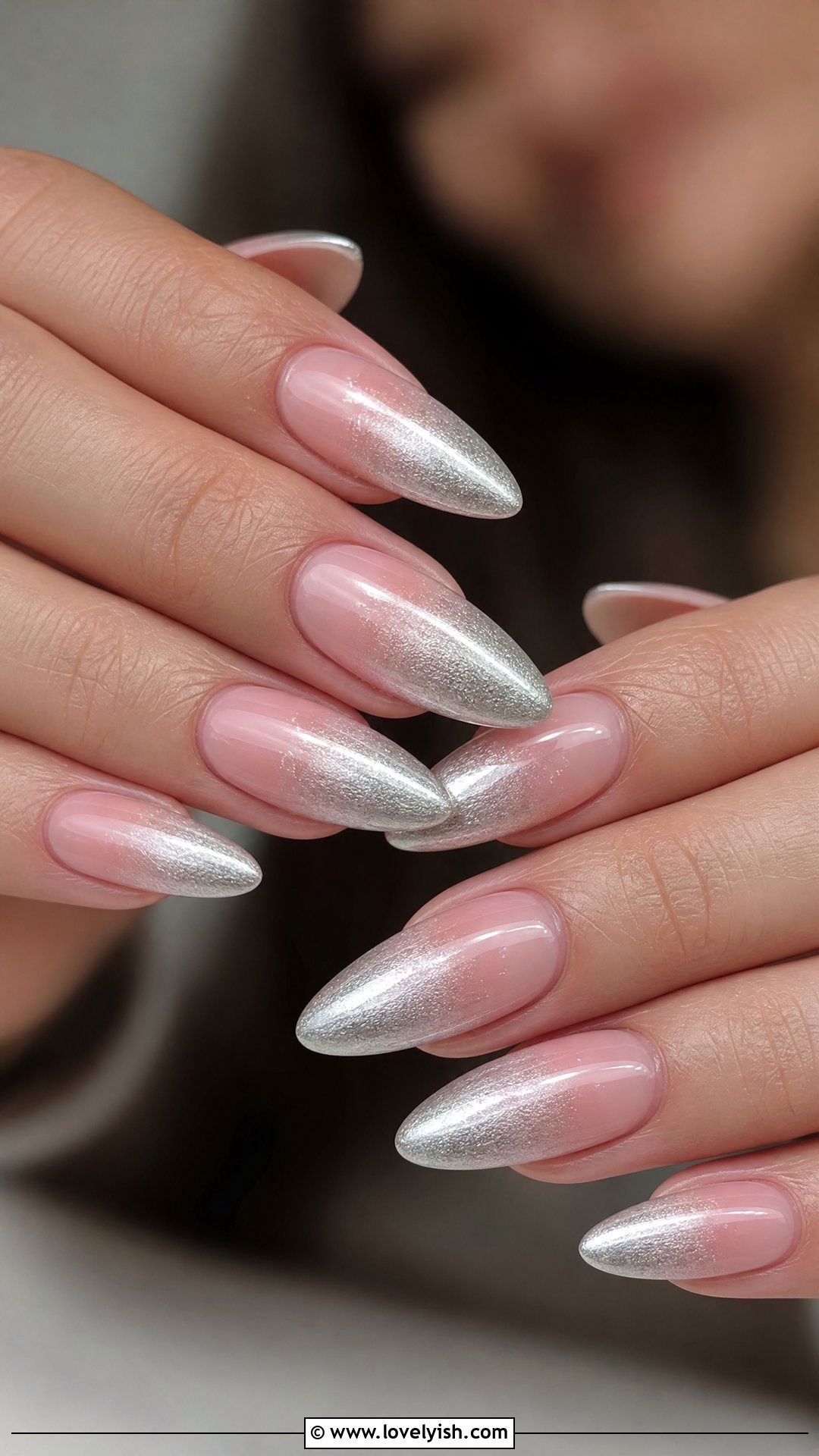 Silver and Pink Ombre Nails - 25 silver nail designs - 25 silver nail designs