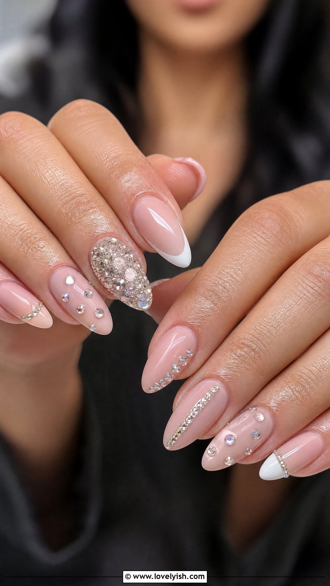 Skittle Manicure With Mixed Diamond Designs - 30 nail designs with diamonds - 30 nail designs with diamonds