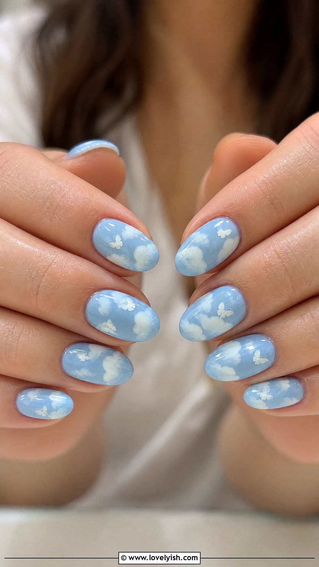 Sky Blue Butterfly Cloud Nails - 50 butterfly nails - 50 butterfly nails