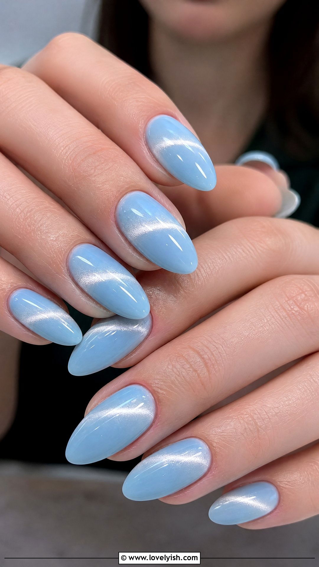 Sky Blue Cat Eye Nails - 50 cateye nail designs - 50 cateye nail designs