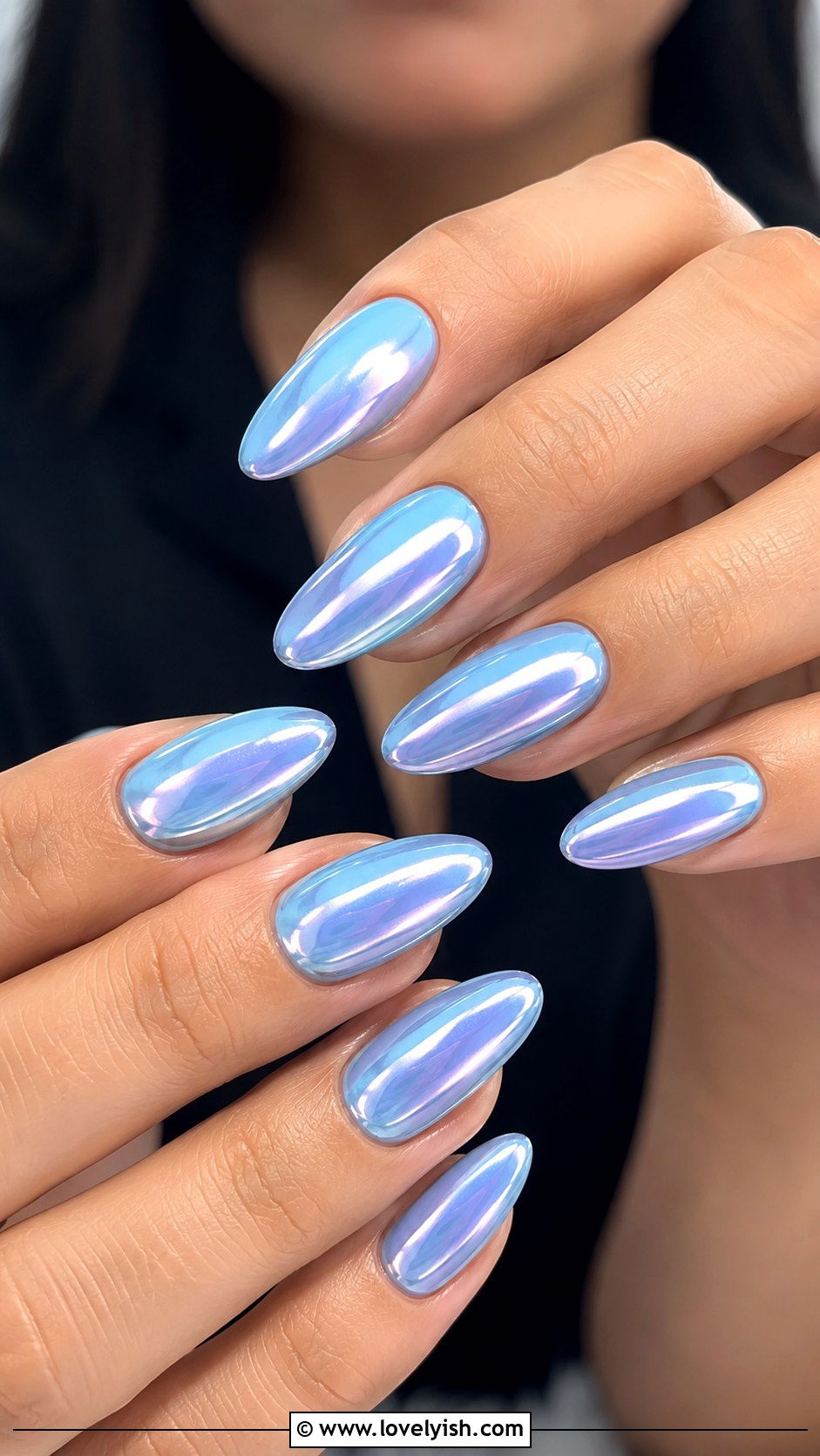 Sky Blue Chrome Acrylic Nails - 33 acrylic nail ideas - 33 acrylic nail ideas