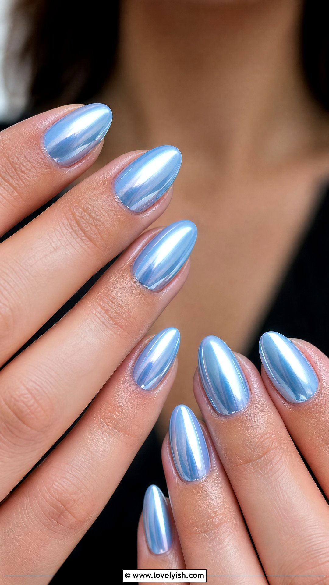 Sky Blue Chrome Nails - 38 may nail ideas - 38 may nail ideas