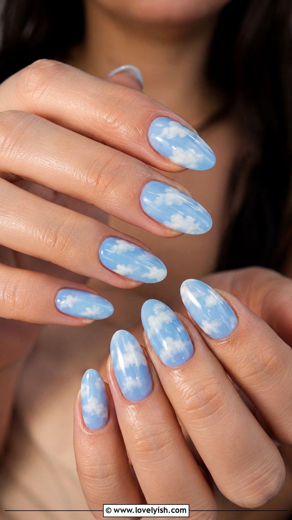 Sky Blue Cloud Nails - 35 nail art design ideas - 35 nail art design ideas