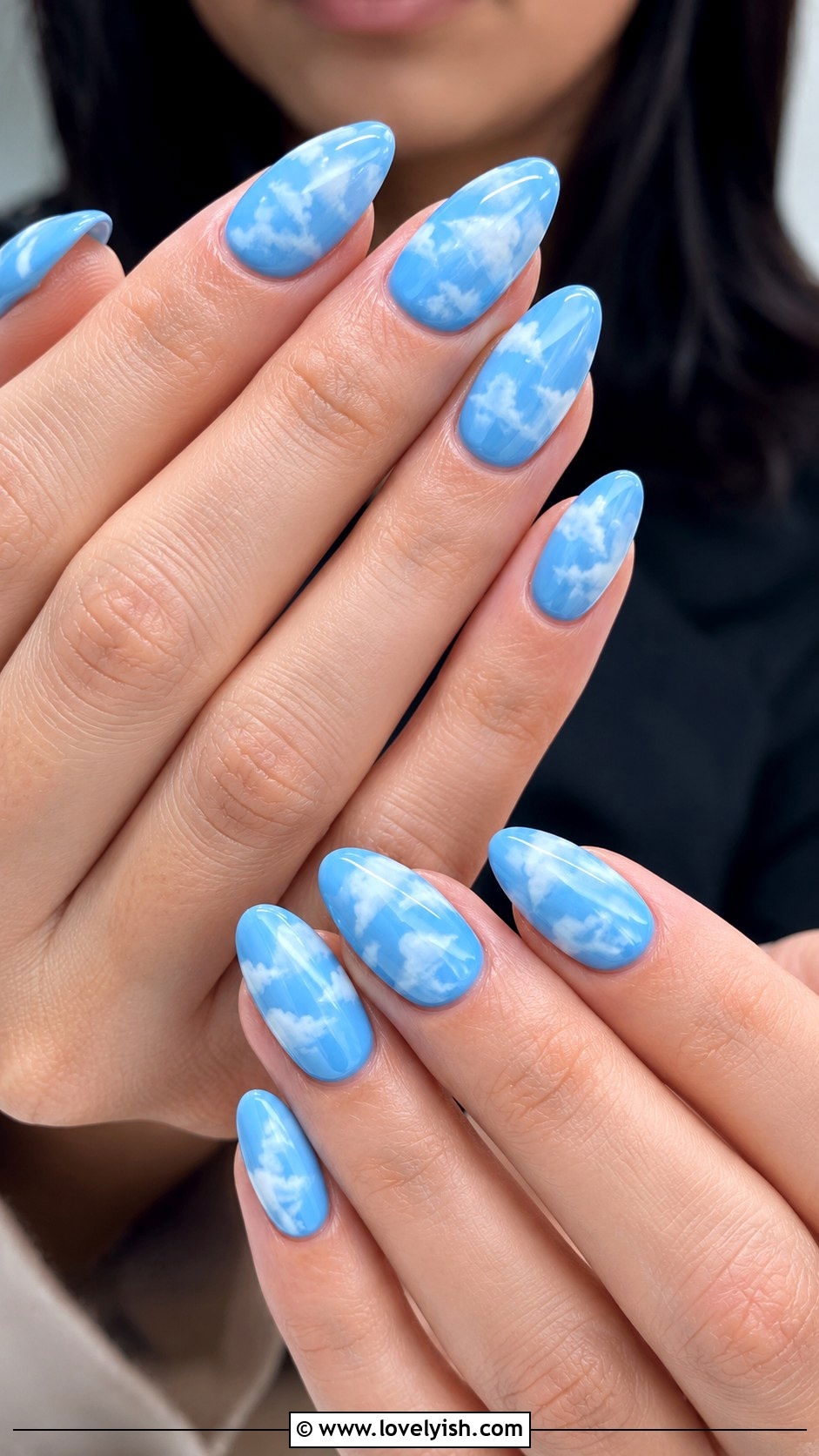 Sky Blue Cloud Nails - 42 spring nail ideas - 42 spring nail ideas