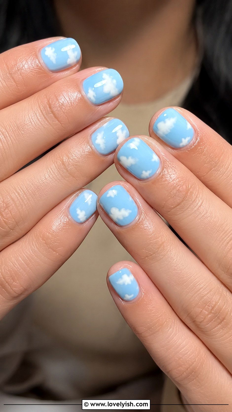 Sky Blue Cloud Nails - 50 beach nails - 50 beach nails