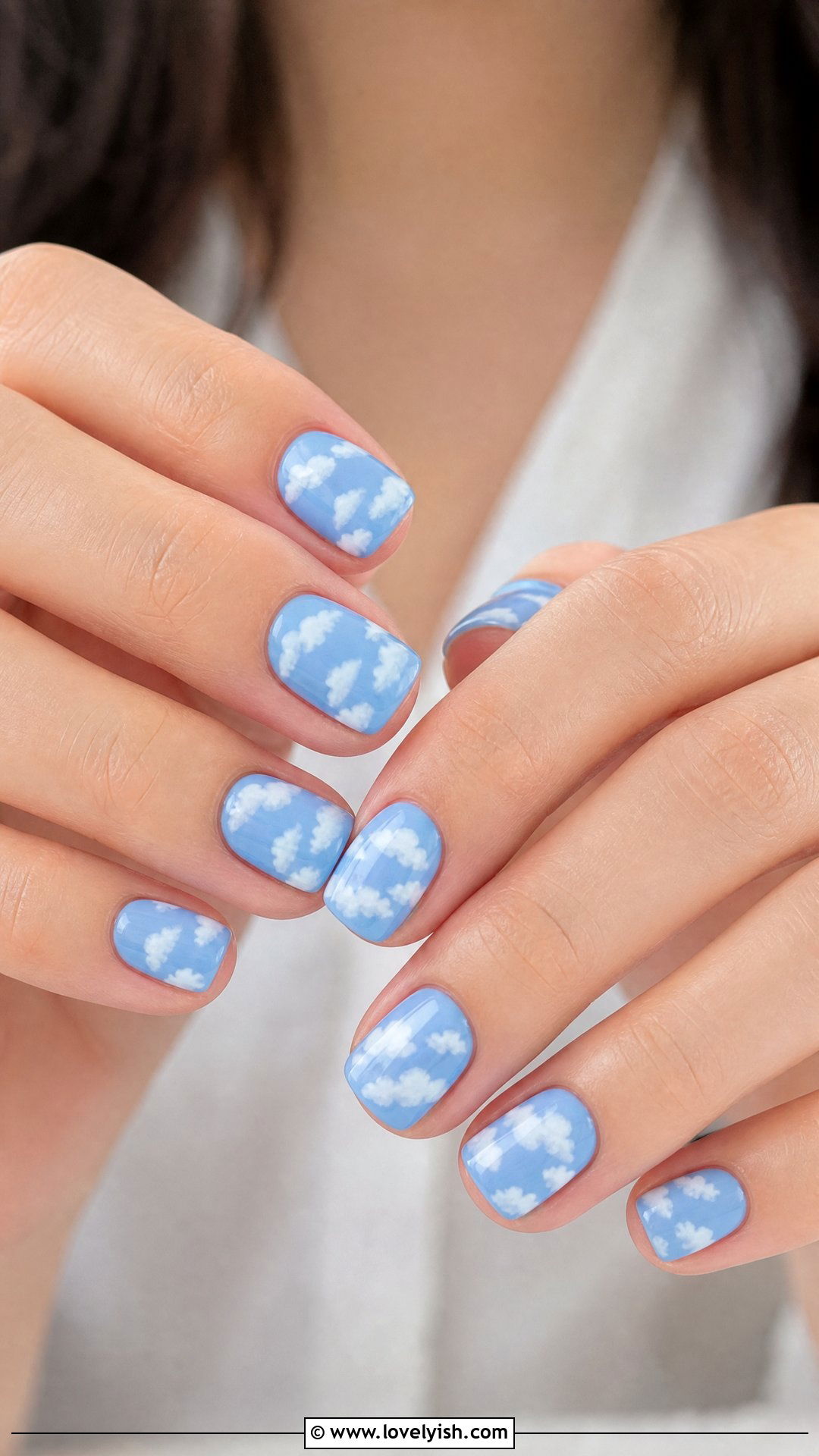 Sky Blue Cloud Nails - 50 blue nails - 50 blue nails