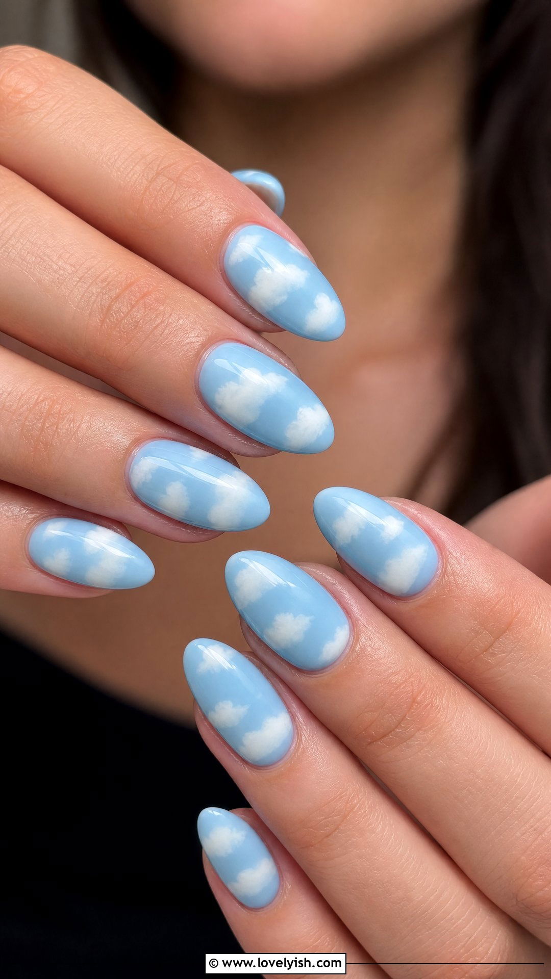 Sky Blue Cloud Nails - 50 cute summer nail designs - 50 cute summer nail designs