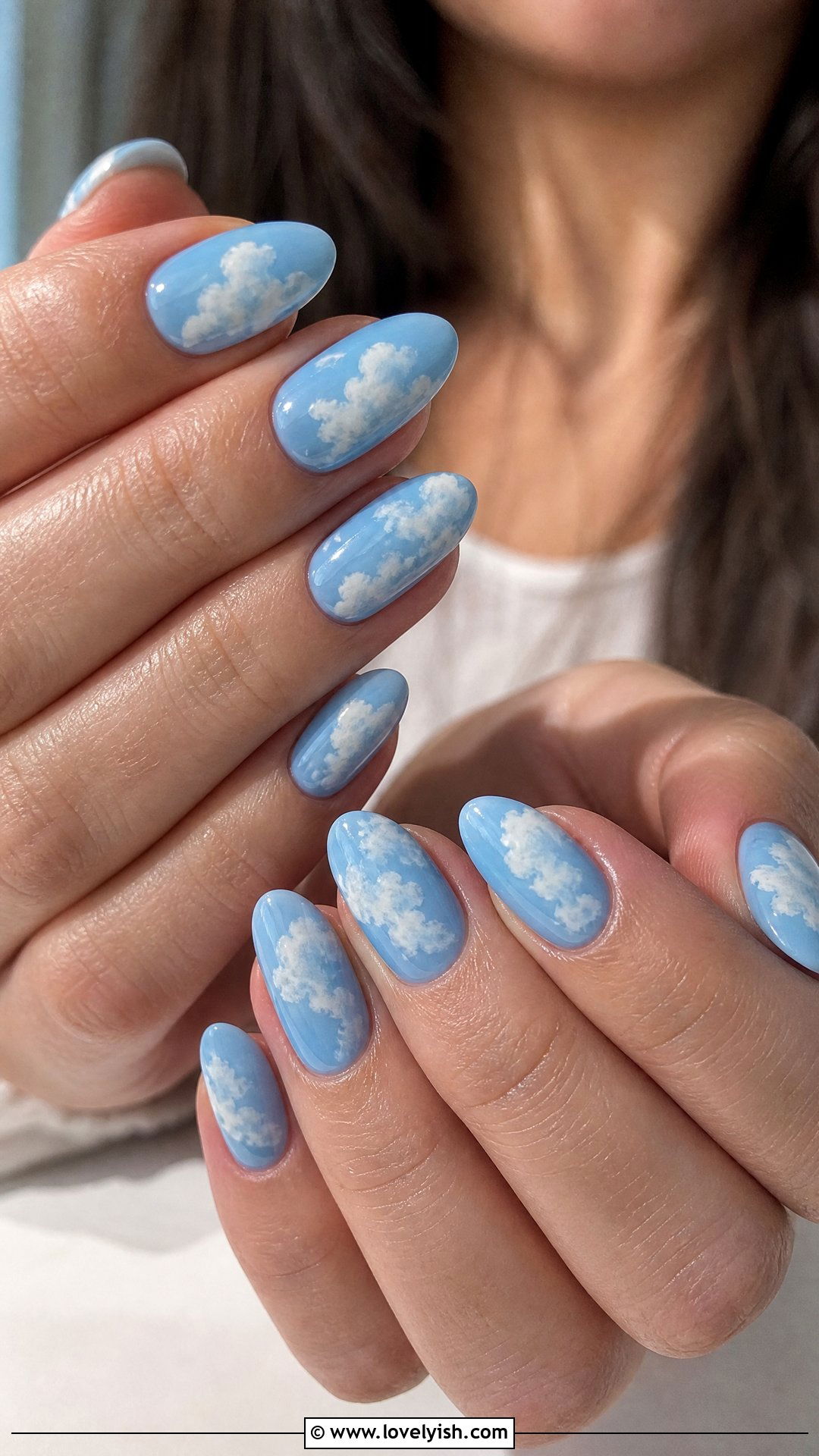 Sky Blue Cloud Nails - 50 medium nails - 50 medium nails