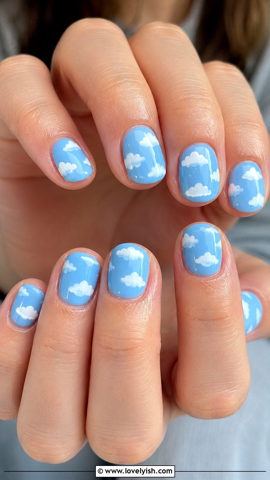 Sky Blue Cloud Nails - 50 may nails - 50 may nails