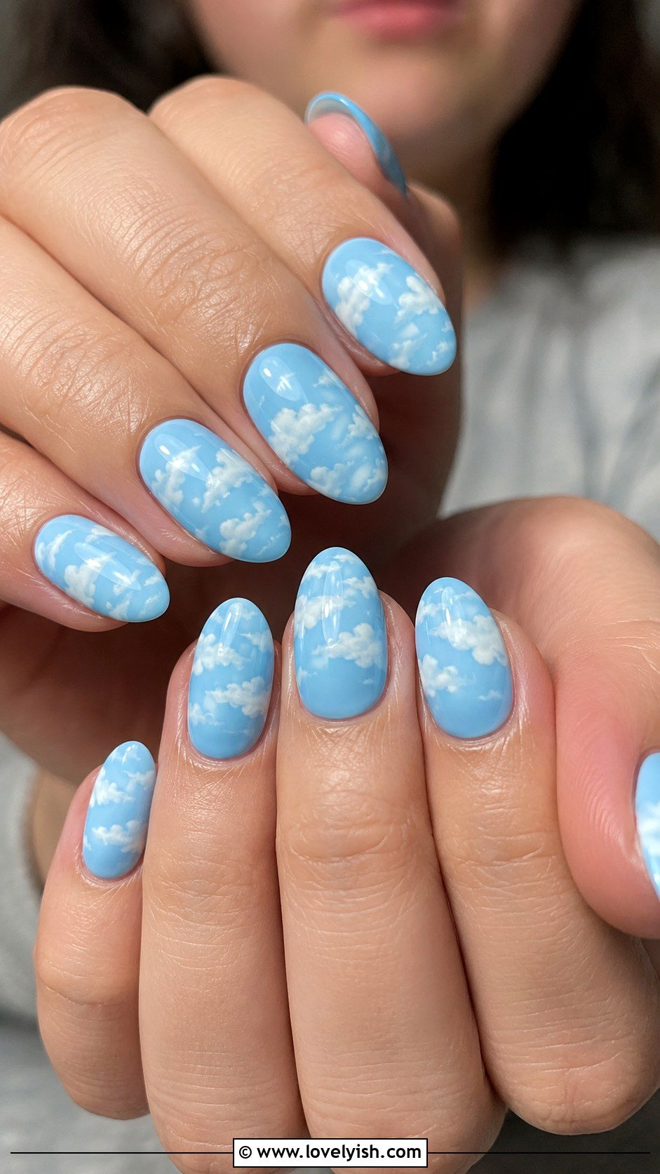 Sky Blue Cloud Nails - 50 pretty nails - 50 pretty nails
