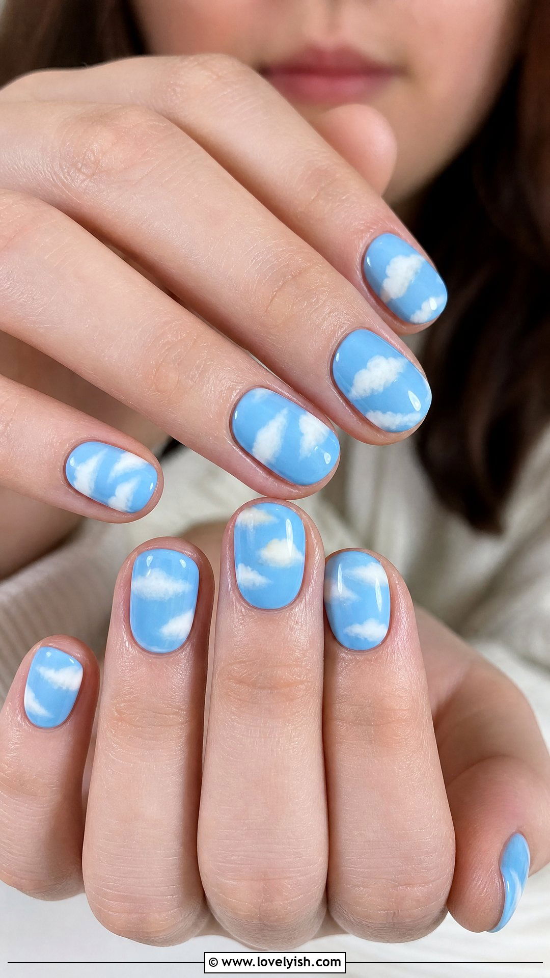 Sky Blue Cloud Nails - 50 spring nails - 50 spring nails