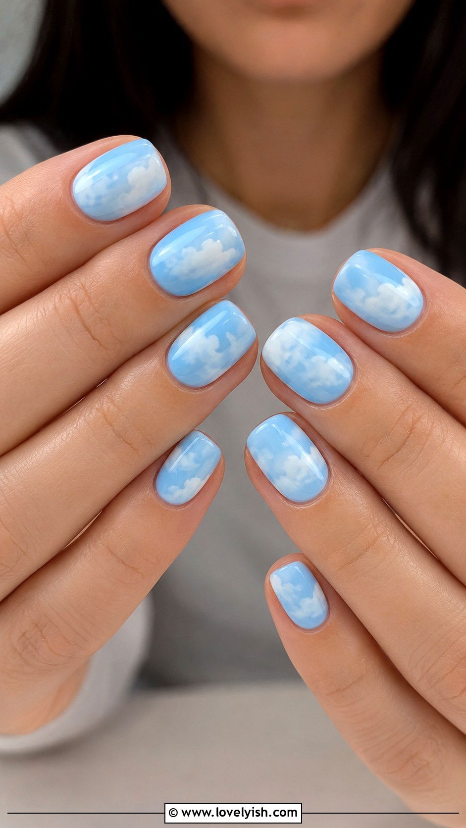 Sky Blue Cloud Nails - 40 nail design summer - 40 nail design summer