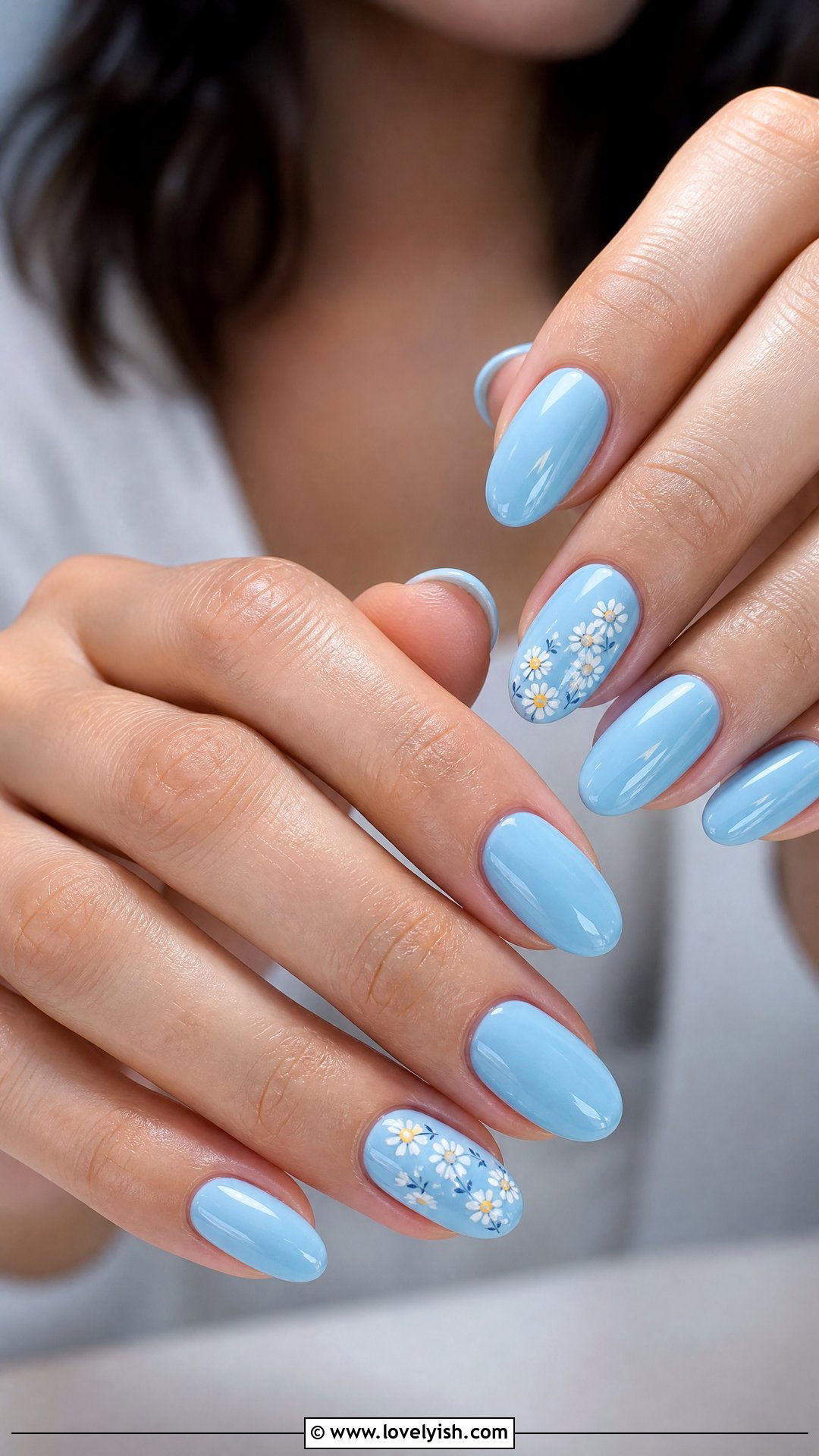 Sky Blue Floral Nails - 25 blue nail design ideas - 25 blue nail design ideas
